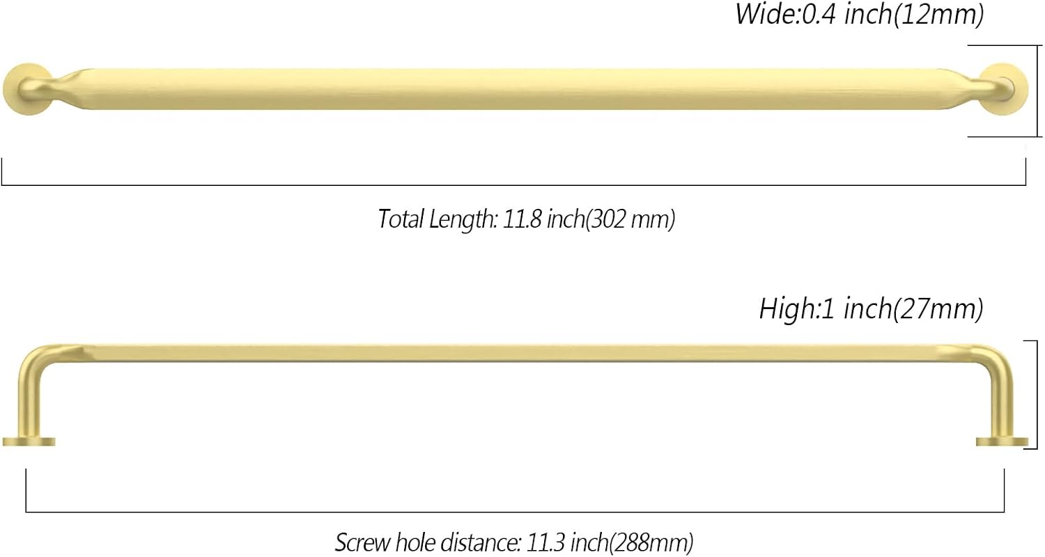 Detalle de Asidrama 2028 Cabinet Pulls, 288 mm Brushed Brass Finish, 6-Pack