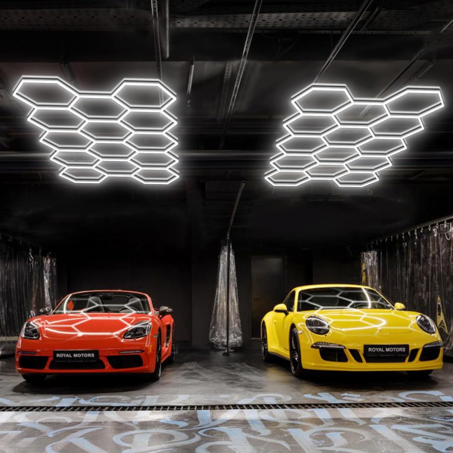 Thumbnail 3 de Hexagon LED Garage Lights, 456W, 6500K – Honeycomb Ceiling Light (14-HEX) for Garage, Workshop and More