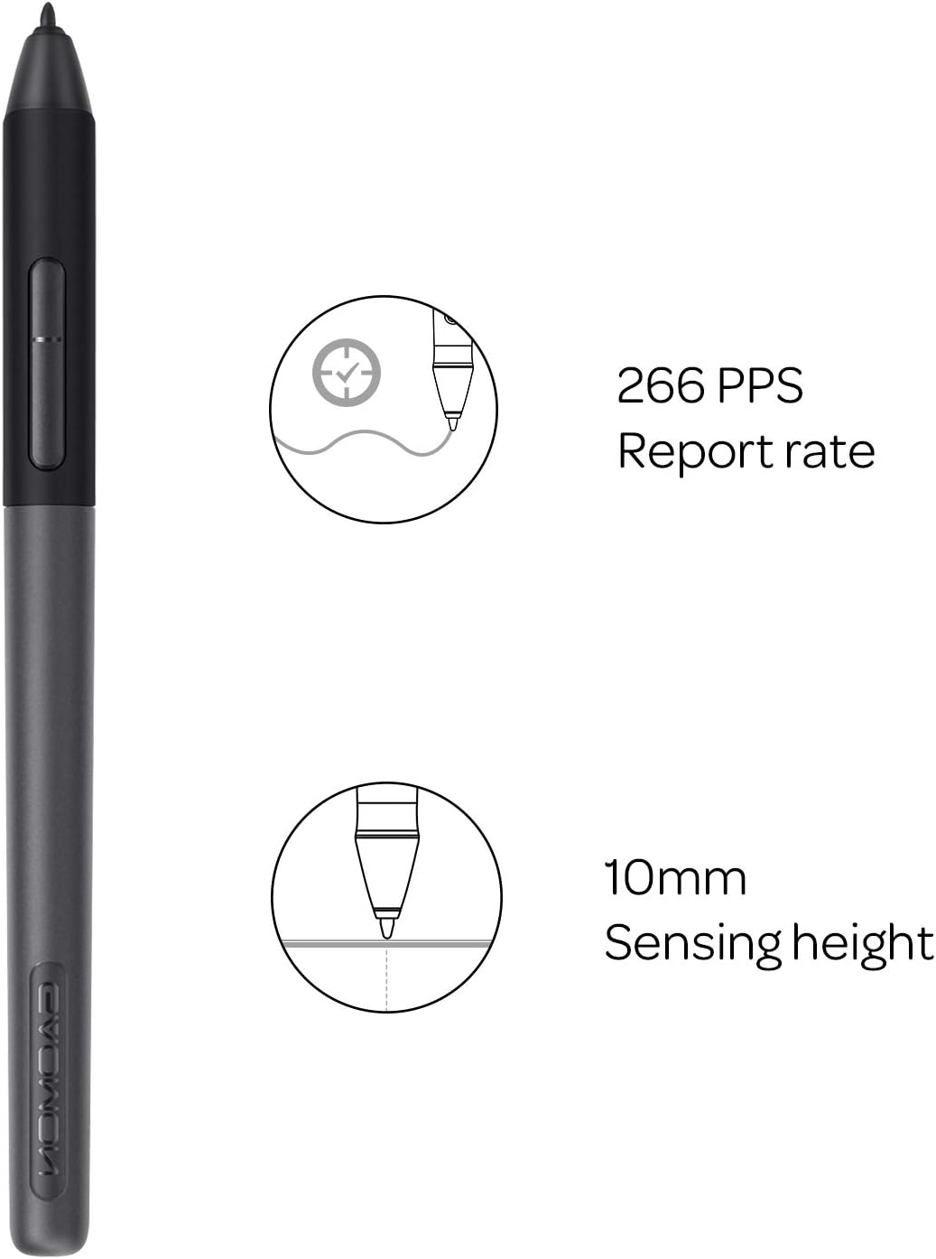 Detalle de GAOMON ArtPaint AP50 Battery-Free Stylus, 8192-Level Pressure, 2 Buttons