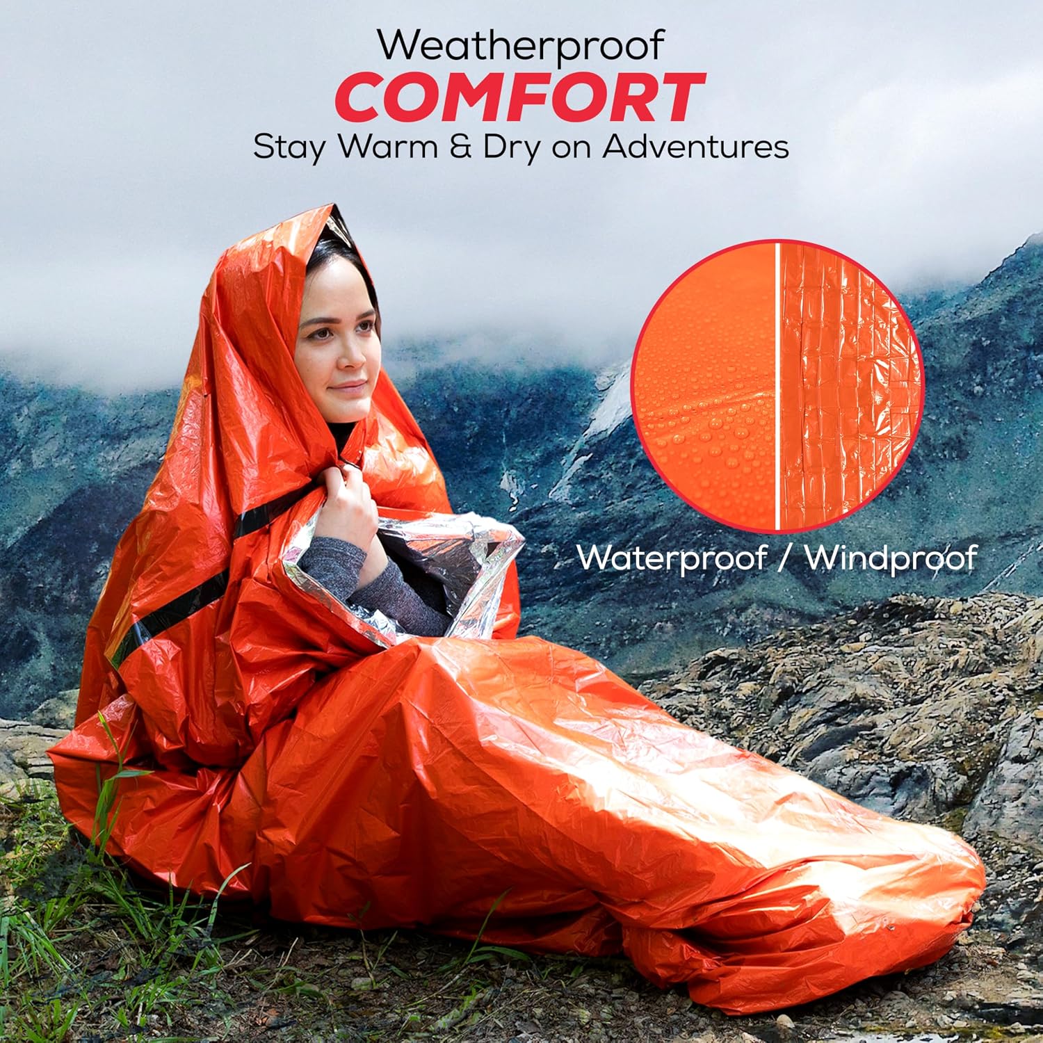 Detalle 1 de Mart Cobra 3-Pack Mylar Emergency Sleeping Bags, Reflective Bivy Sacks, 84 x 36 in