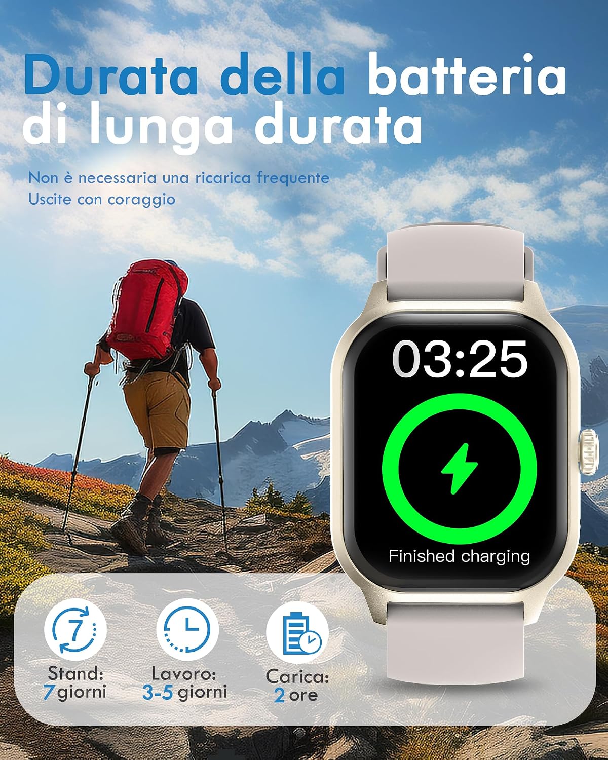 Detalle de LAOYABB Smartwatch con Chiamate Bluetooth: Orologio Fitness 2,01" per Android e iOS