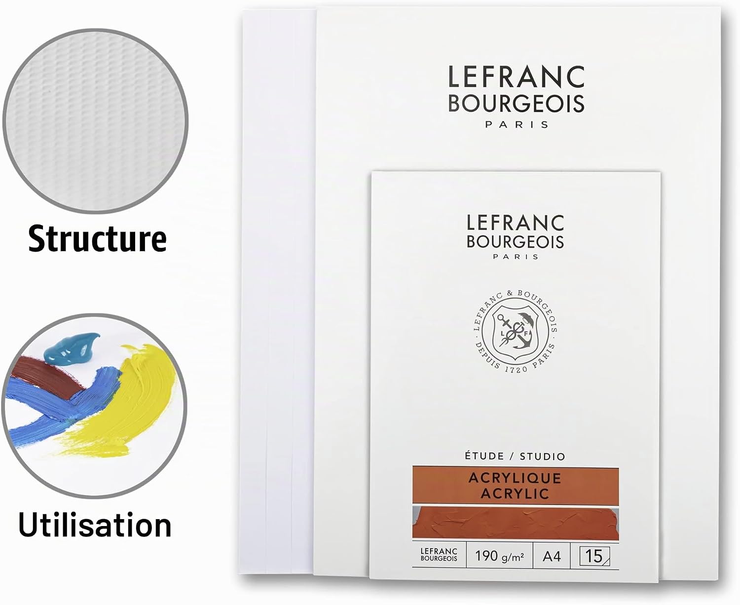 Detalle de Bloc Lefranc Bourgeois A3 — 15 feuilles, papier acrylique 190 g