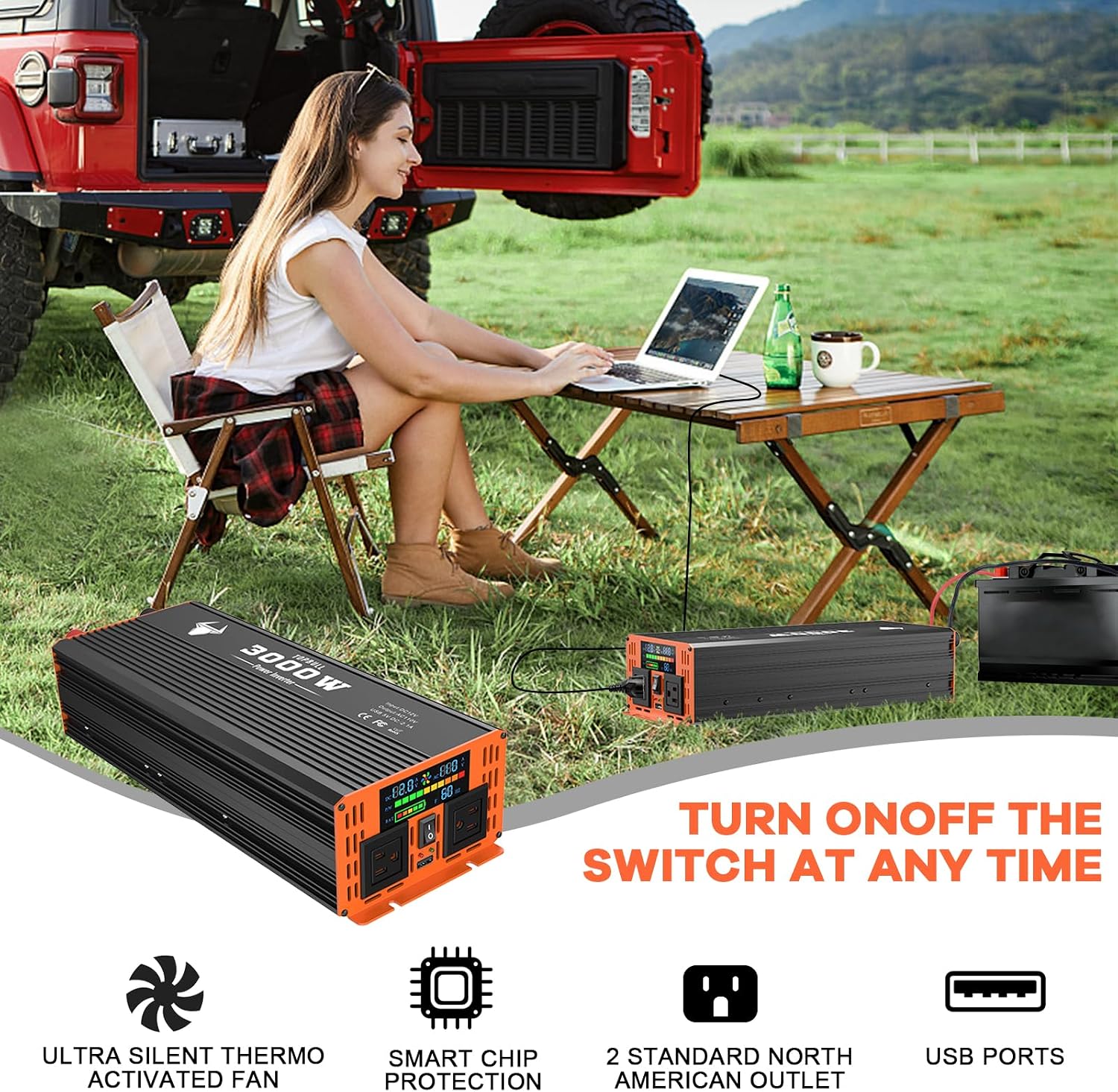 Thumbnail 4 de 3000W Power Inverter 12V to 110V Converter ๐