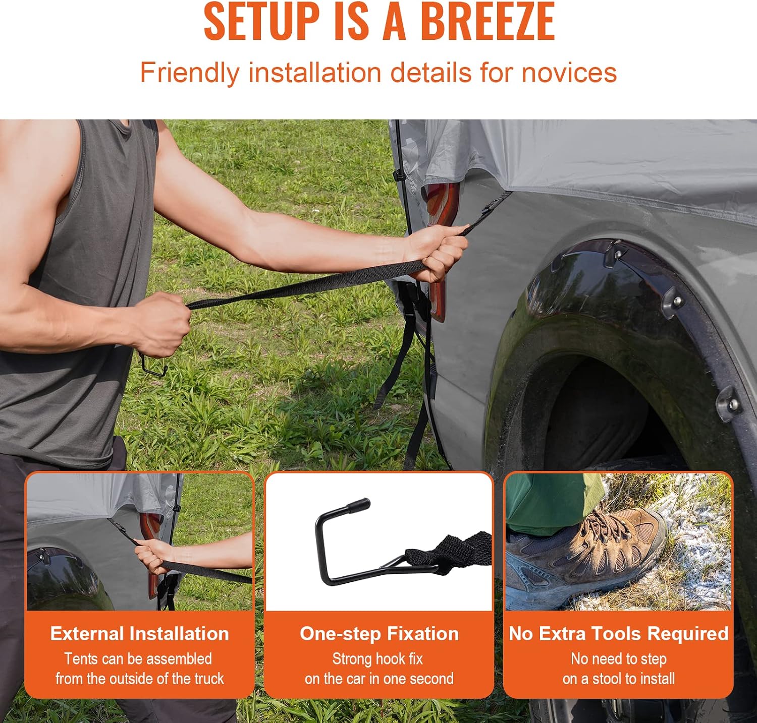 Detalle de VEVOR Truck Bed Tent for 6.4–6.7-Foot Beds