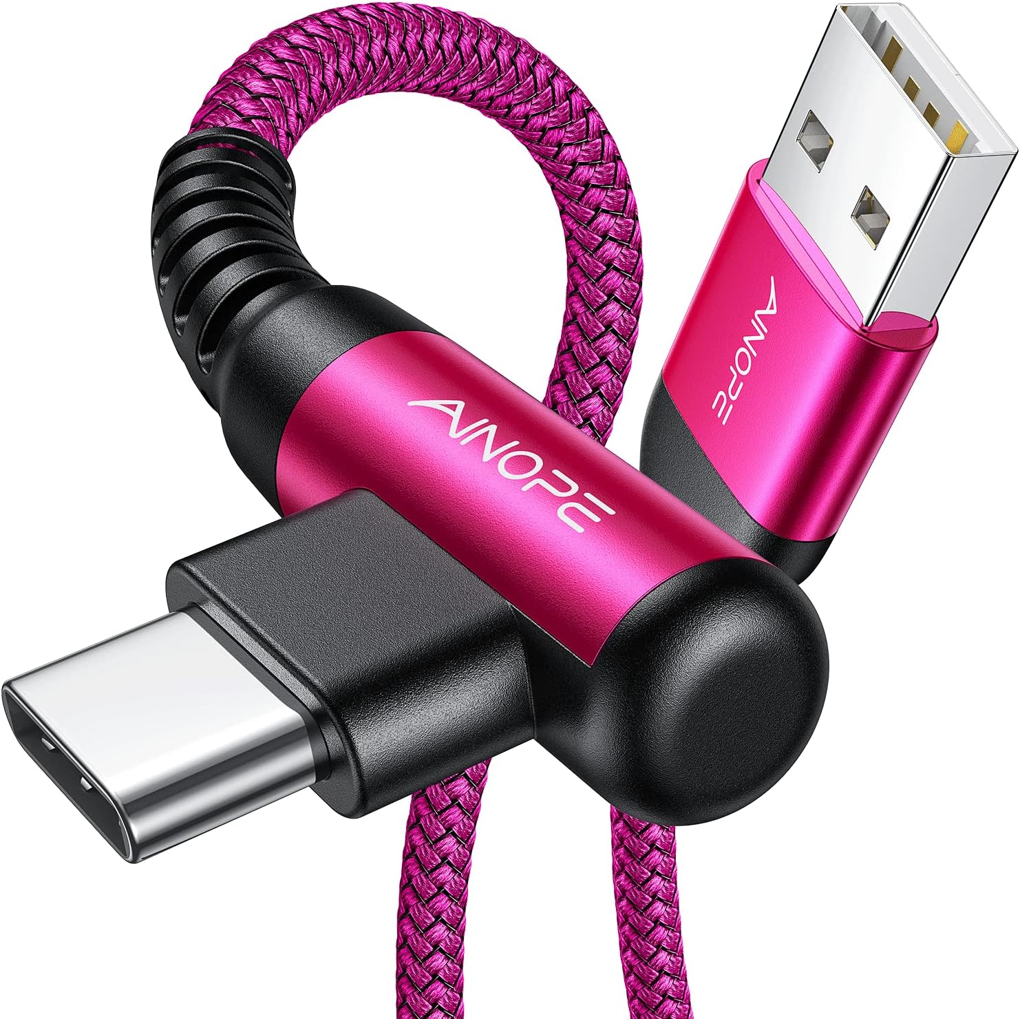 Thumbnail 6 de AINOPE USB-C Charger Cable (2-Pack, 3m + 3m) with 90° right-angle design for fast charging and data sync