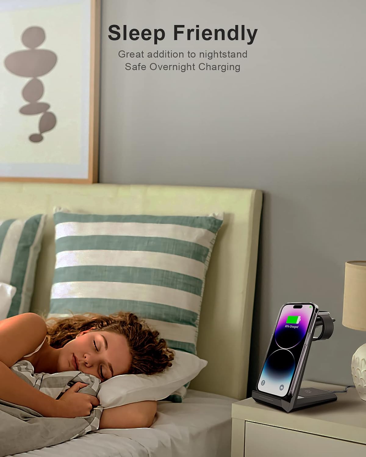 Detalle de ADADPU 3 in 1 Wireless Charger – 15W Fast Charging Station for iPhone, AirPods and Apple Watch