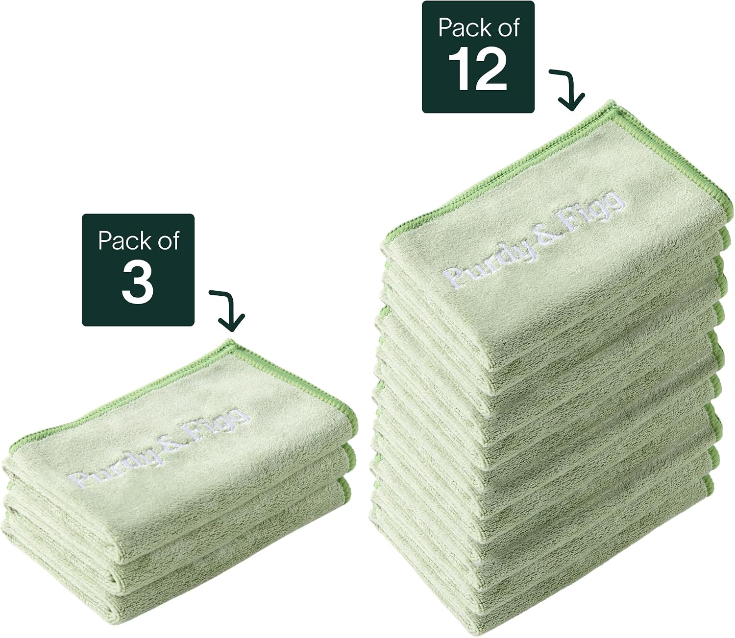 Thumbnail 1 de Purdy & Figg Microfiber Cleaning Cloths (Pack of 12) – Super Soft, Streak-Free & Reusable