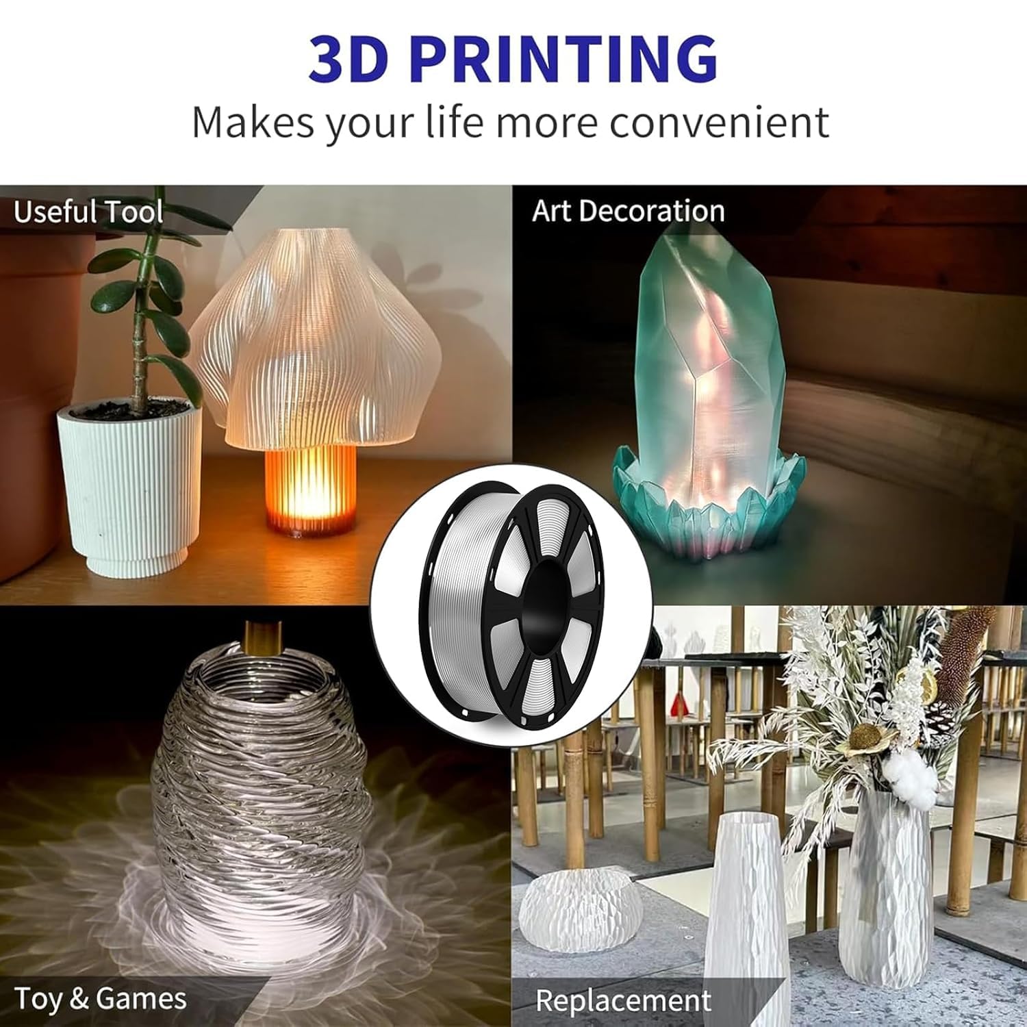 Detalle de GEEETECH PLA 1.75 mm Filament – 1 kg Spule, Transparent