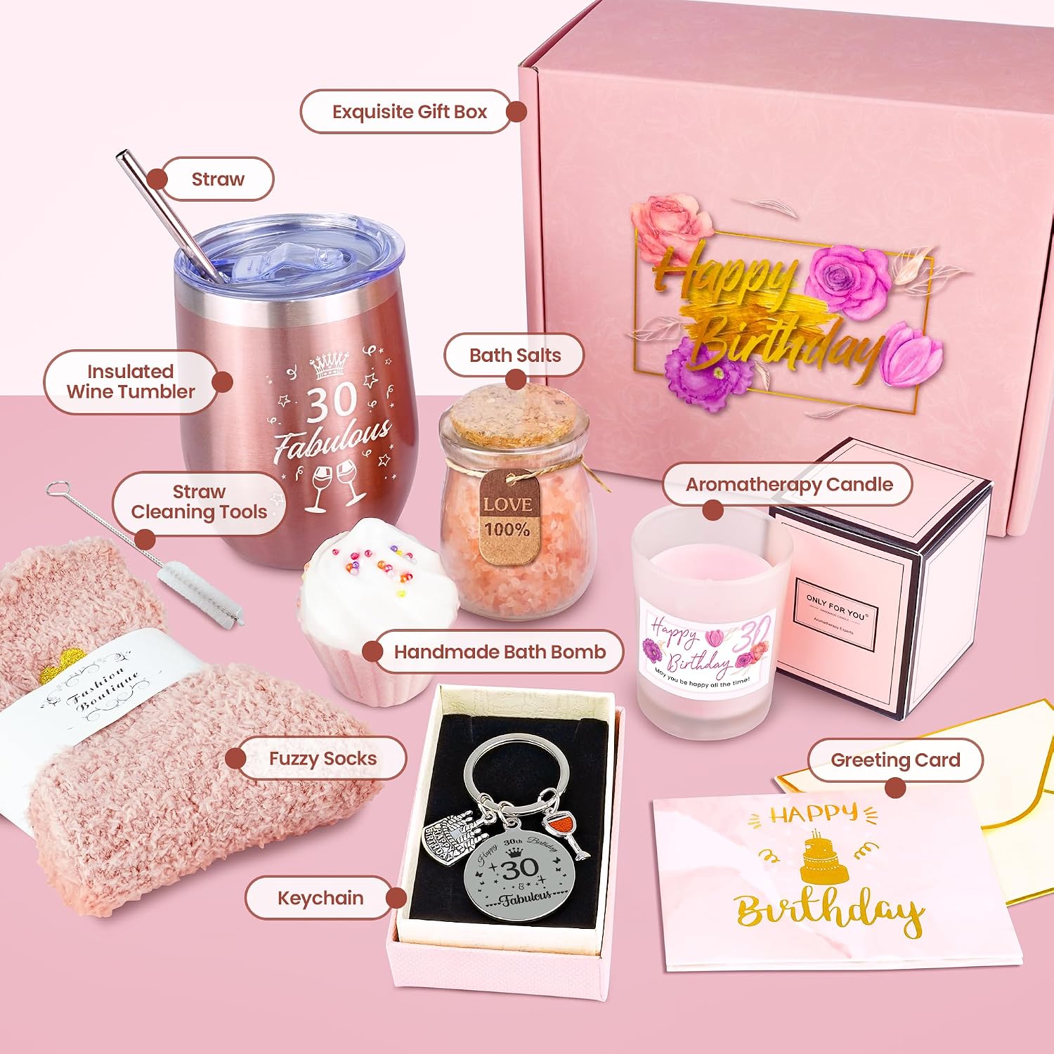 Detalle de Geschenkset zum 30. Geburtstag für Frauen – 30 Geburtstag Frauen Set für beste Freundin, Mama & mehr