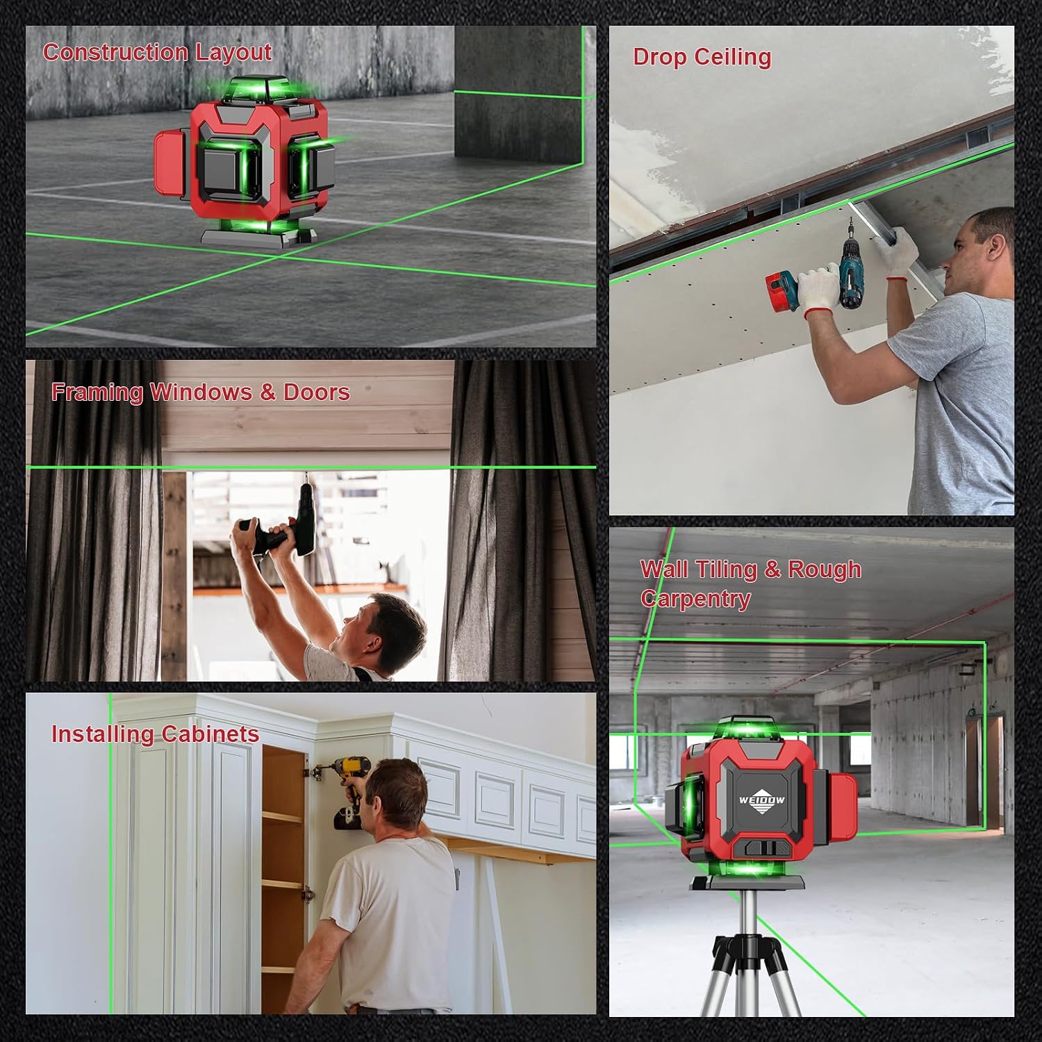 Thumbnail 3 de WEIDDW 1 4x360° Green Laser Level with Self-Leveling and Tripod
