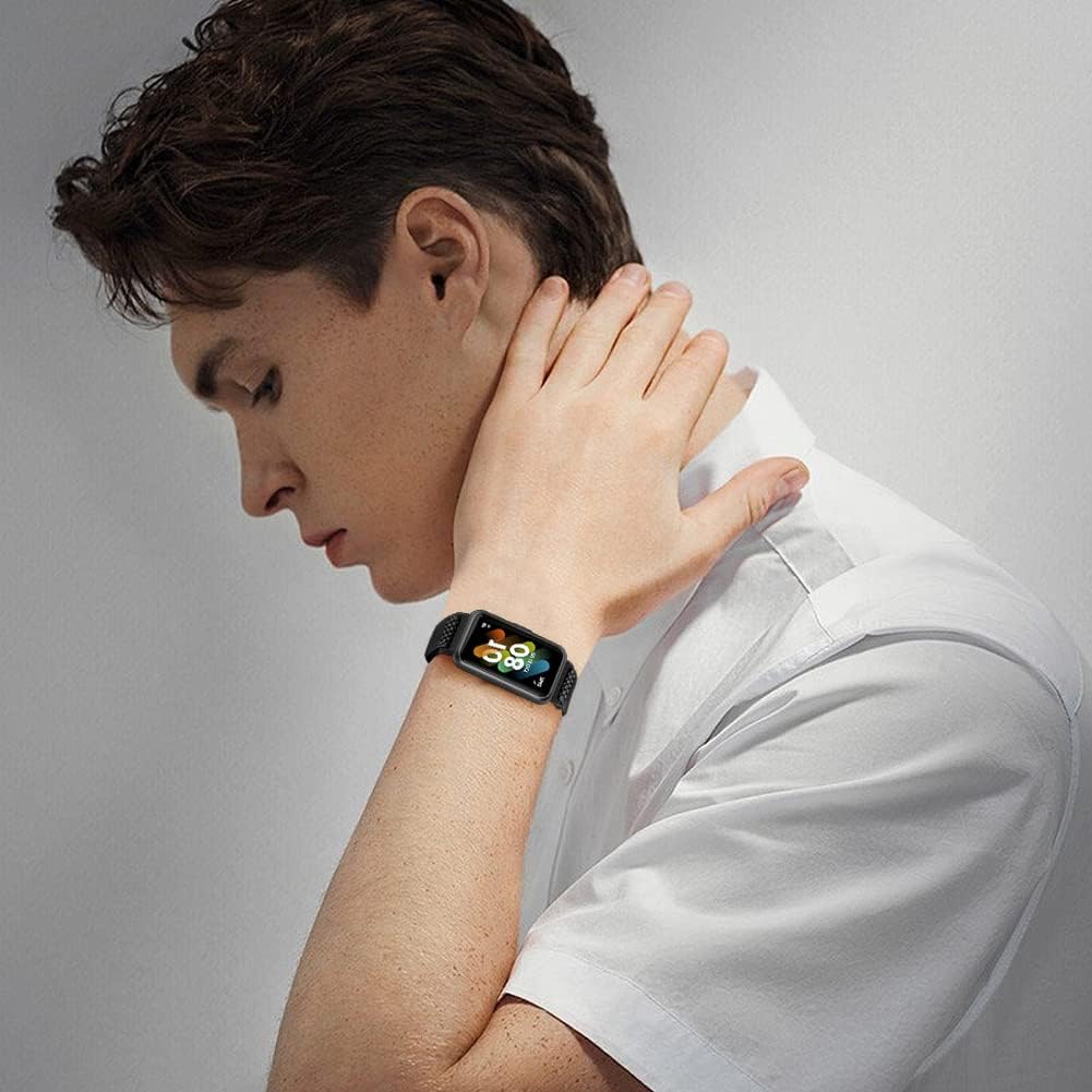 Thumbnail 5 de Huamanlou 2er-Pack elastisches Nylon-Uhrenarmband für Huawei Band 7 / 7 NFC (verstellbar, Schnellverschluss)