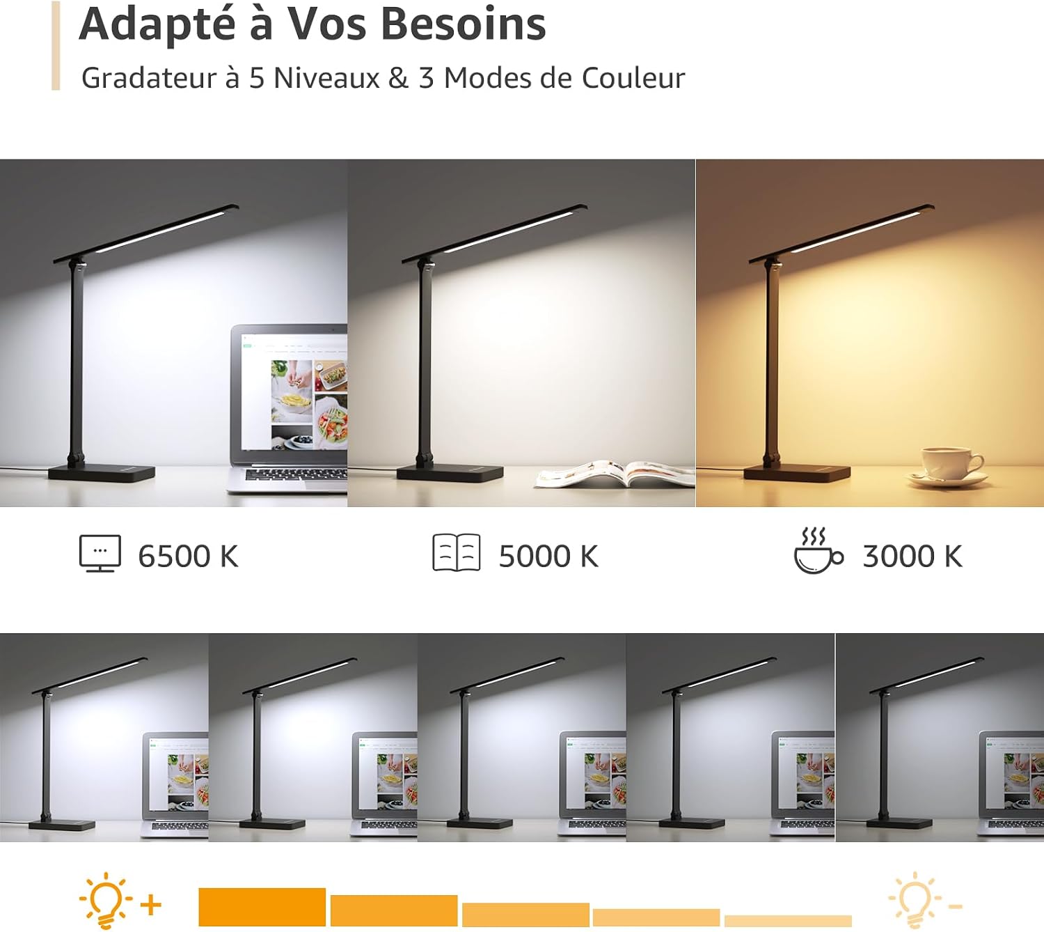 Detalle de Lepro Lampe de Bureau 15 W, 655 lm, 3 modes