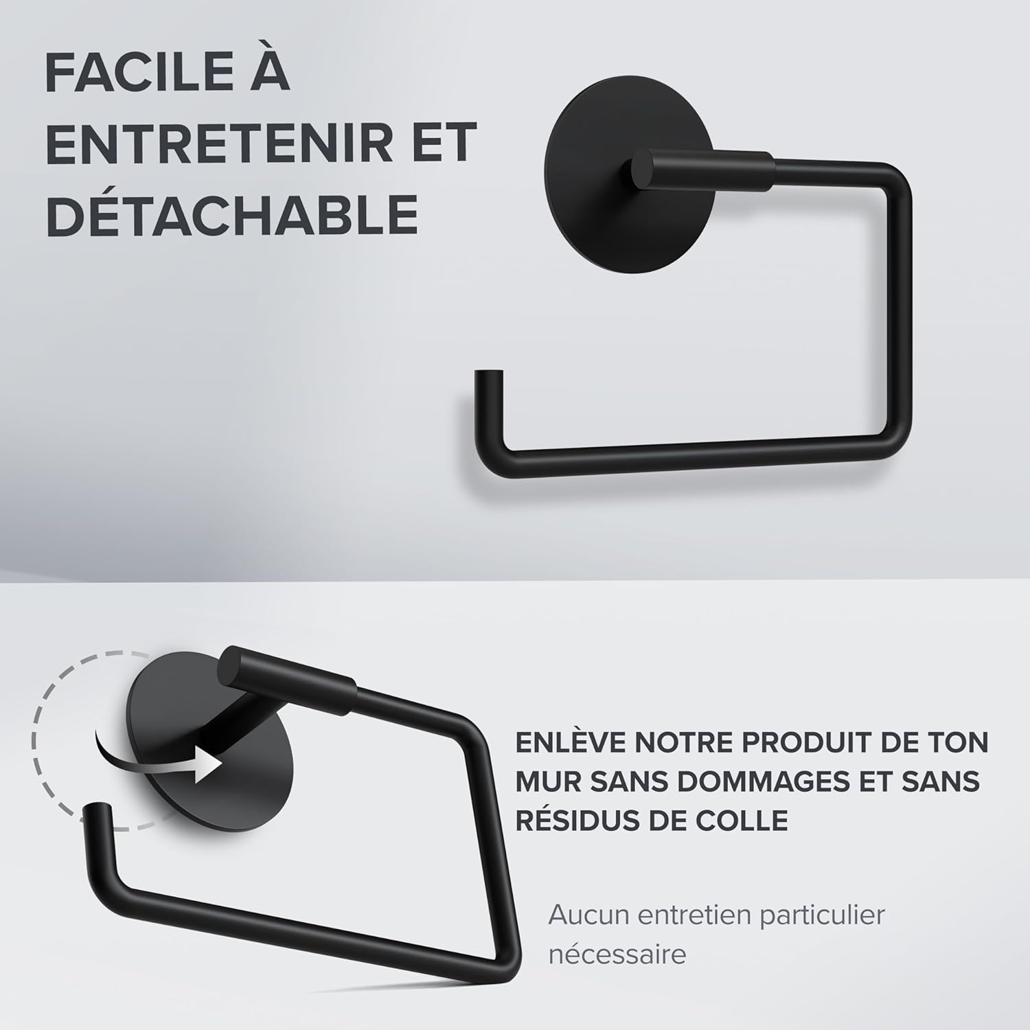 Thumbnail 3 de ovimar Tromoy Distributeur de Papier Toilette noir à coller (sans couvercle) – Porte-rouleaux en acier inoxydable, finition noir mat