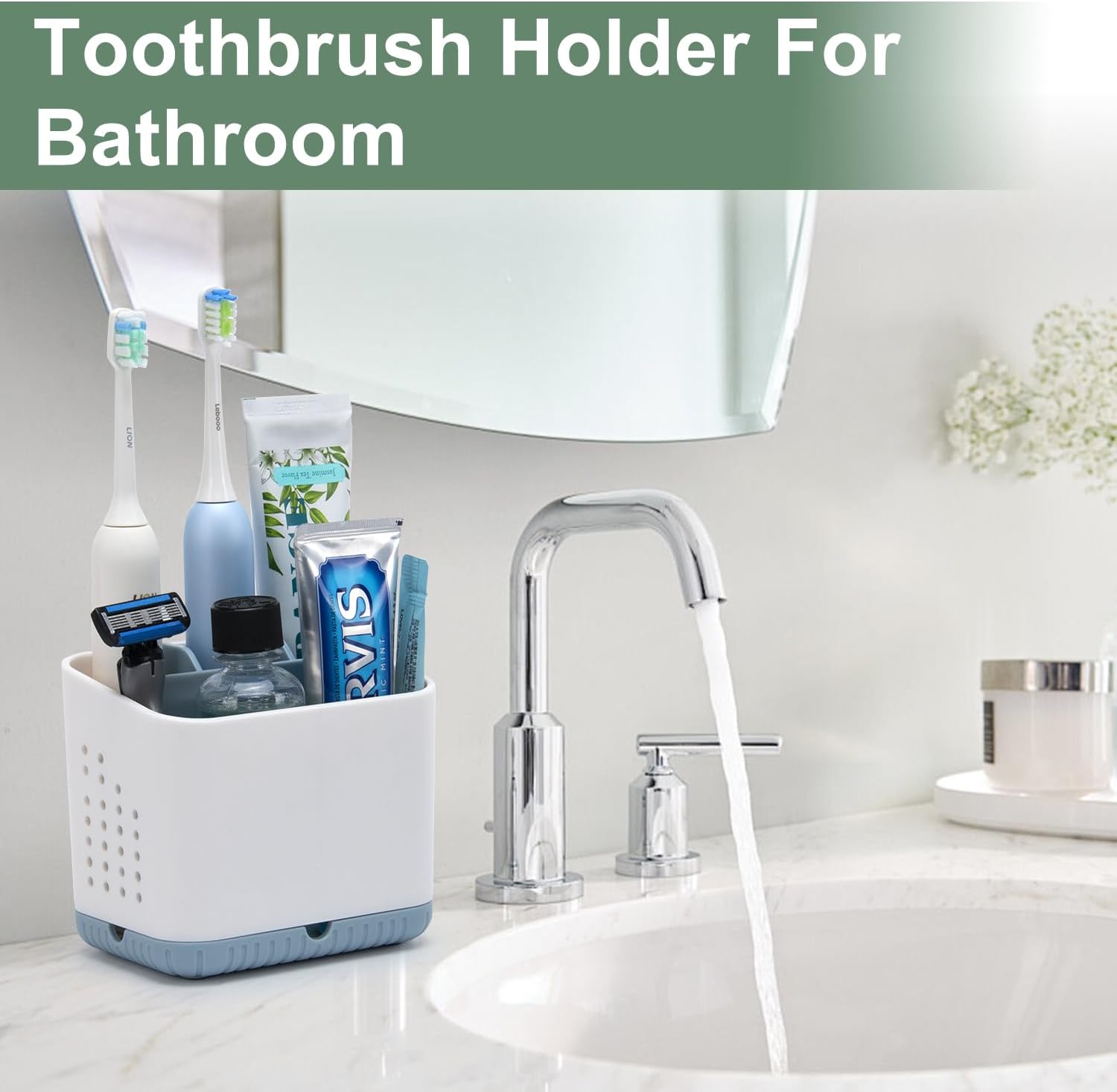 Thumbnail 1 de Toprance Multifunctional Toothbrush Holder (White) anti-slip caddy for electric toothbrushes and bathroom storage