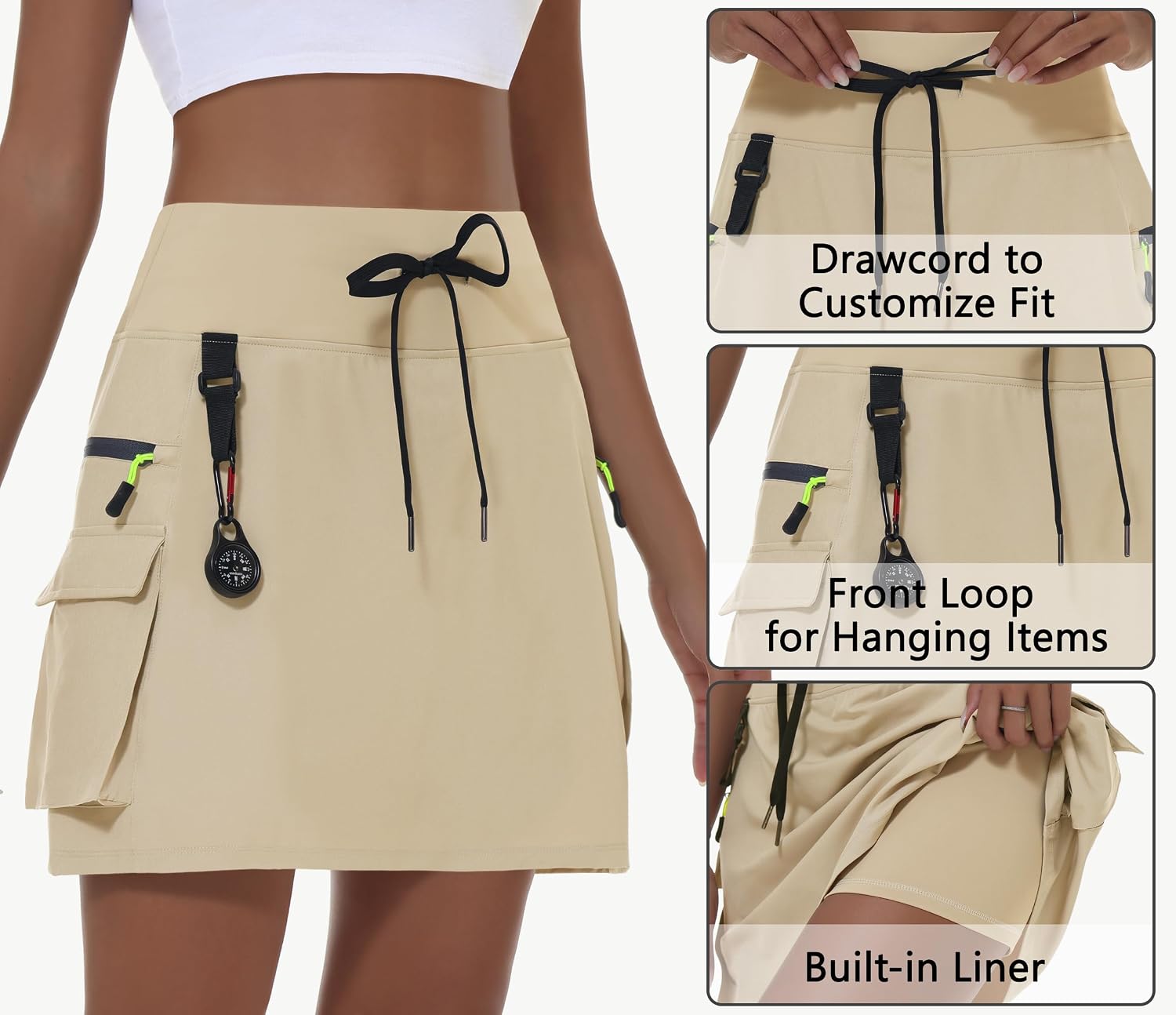 Thumbnail 3 de MIVEI Skorts for Women: Hiking Cargo Skorts with Zip Pockets, High Waisted Quick Dry