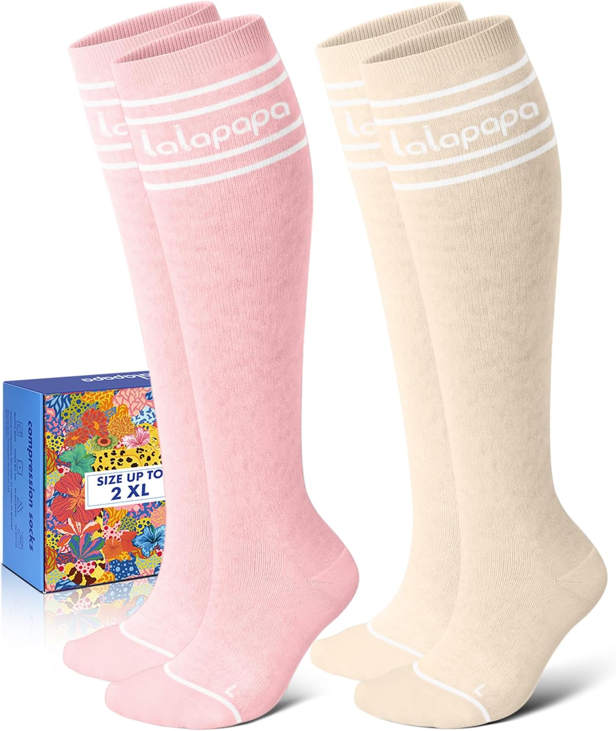 Thumbnail 6 de Lalapapa Thick Soft Cotton Compression Socks (15–20mmHg) Knee High Breathable Cotton