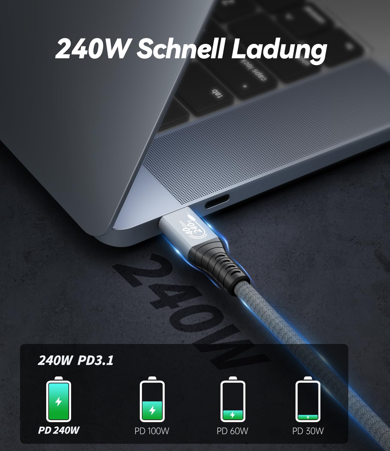Thumbnail 2 de AGFINEST 240W USB4 Kabel: Thunderbolt 4 kompatibles USB-C Kabel für 8K/4K-Displays und Power Delivery 240 W