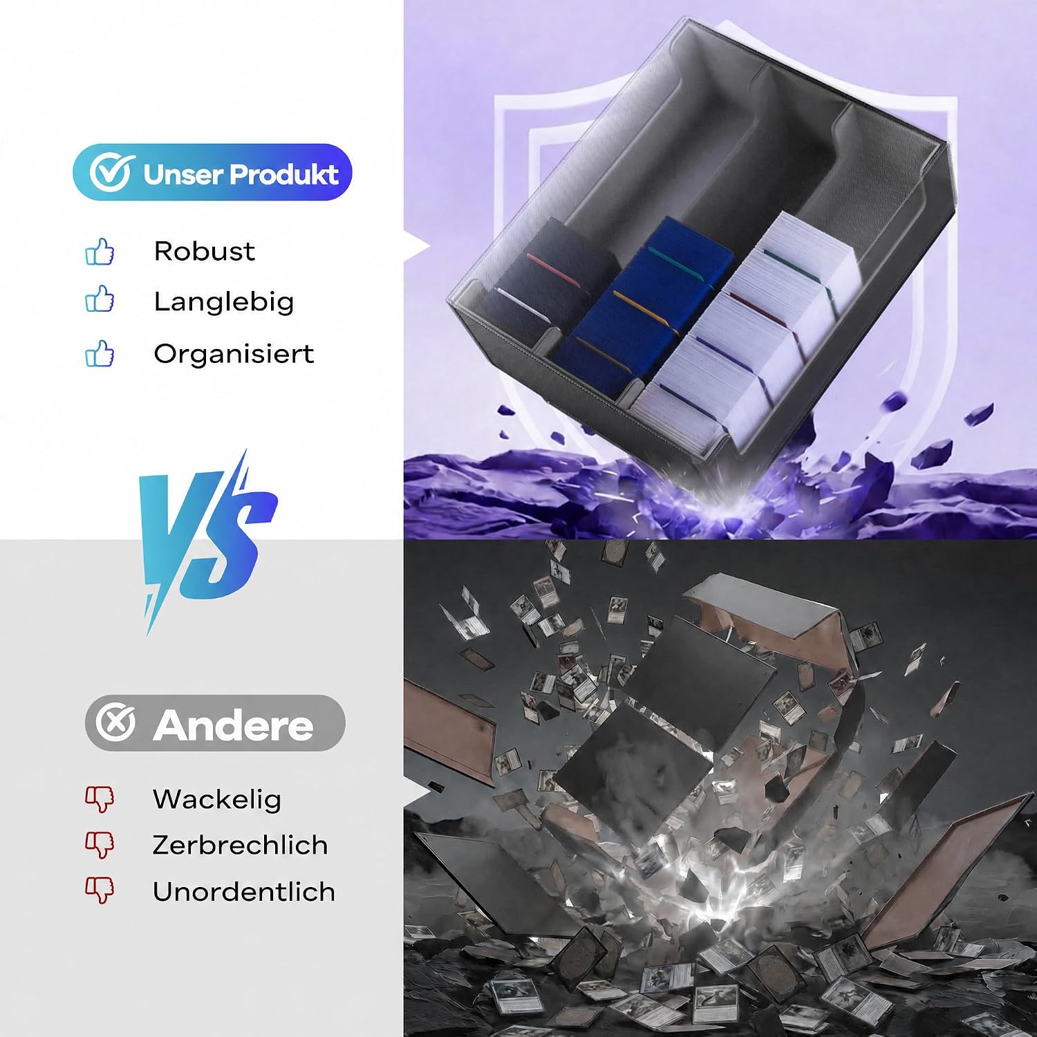 Detalle 2 de UAONO Sammelkarten-Aufbewahrungsboxen – Premium Magnete Deck Box aus Leder, 1800+ Karten容量