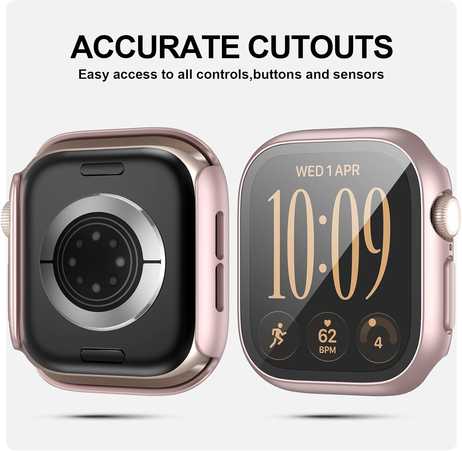 Detalle de JZK Apple Watch Series 12 42mm用ケース 強化ガラス一体型 ピンク・ホワイト 2個セット