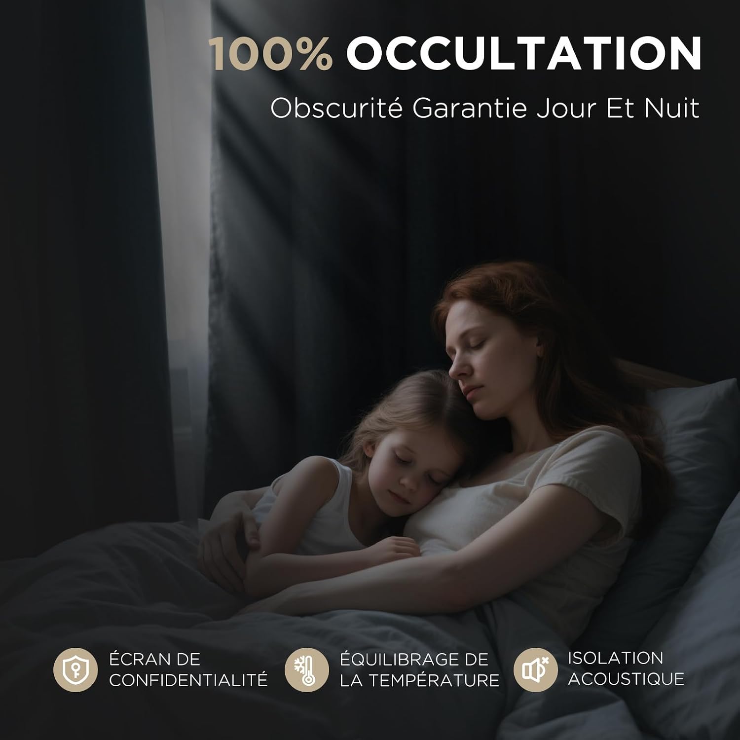 Detalle de Joydeco Rideau occultant 100% polyester imitation lin Vert Sauge 140x220 cm – 2 panneaux