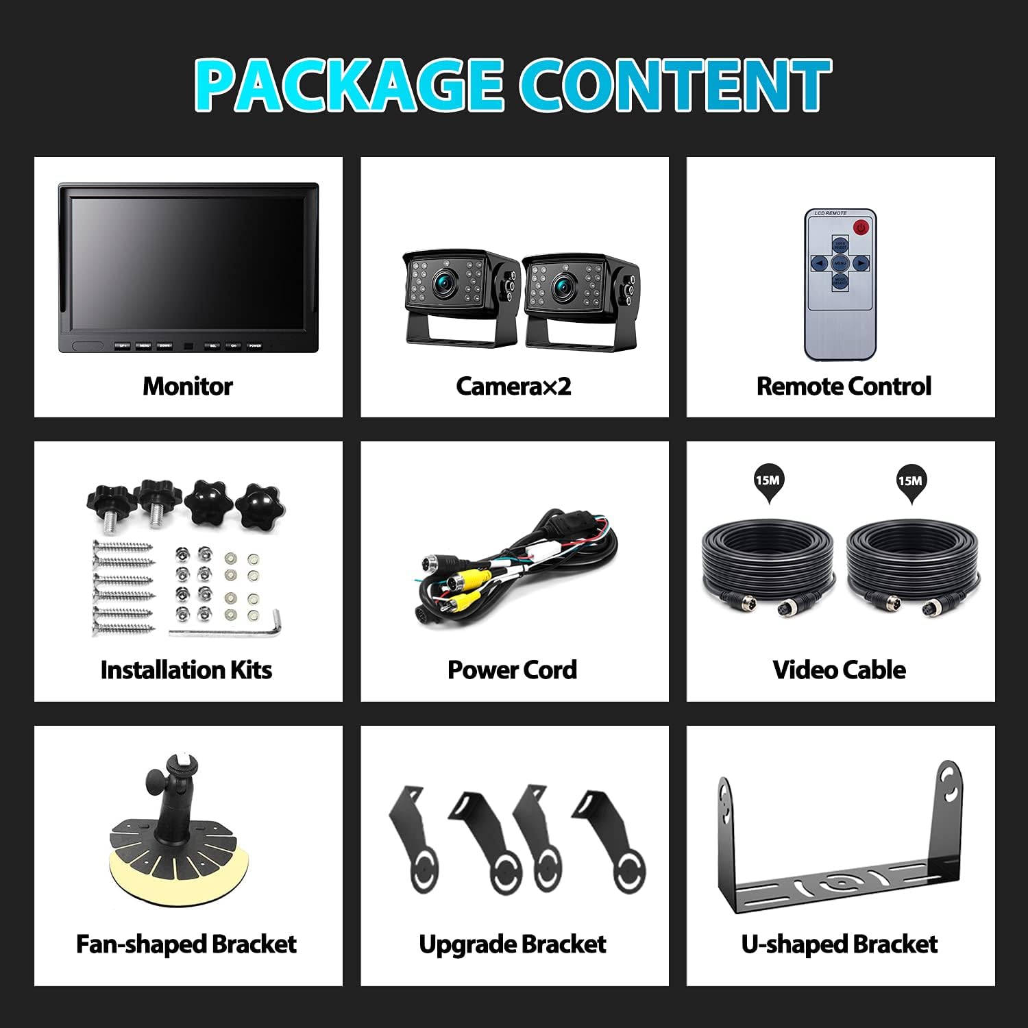 Thumbnail 6 de eRapta 10" Wired Reversing Camera Kit with Dual 1080P Monitor and Front/Rear Cameras