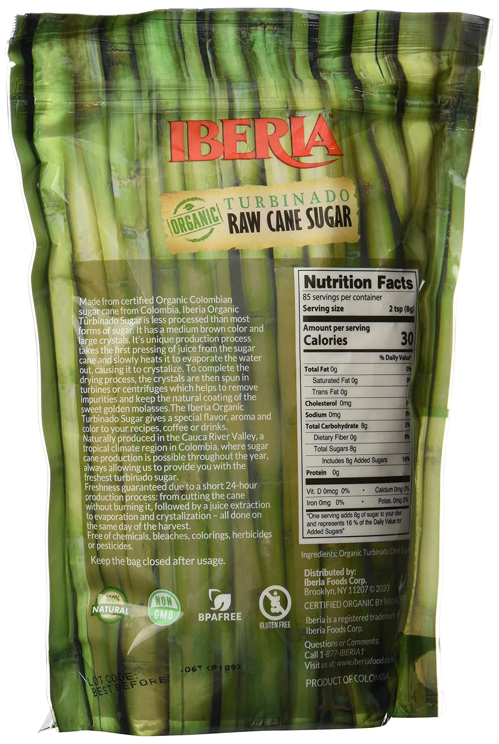 Detalle de Iberia Organic Turbinado Raw Cane Sugar, 1.5 lb Bags, Pack of 12