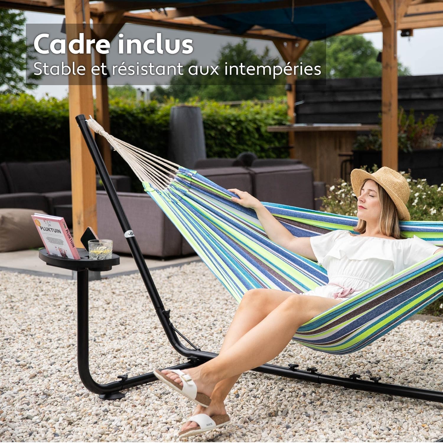 Thumbnail 1 de Vita5 Hamac sur Pied Extérieur – Duo confortable avec toile en coton, cadre en acier et sac de transport