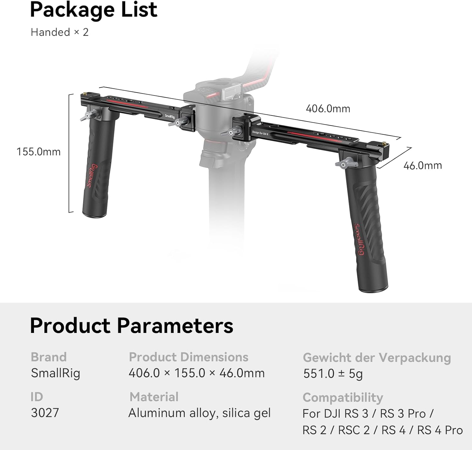 Thumbnail 5 de SMALLRIG 3027 Dual Handle Handgrip for gimbals