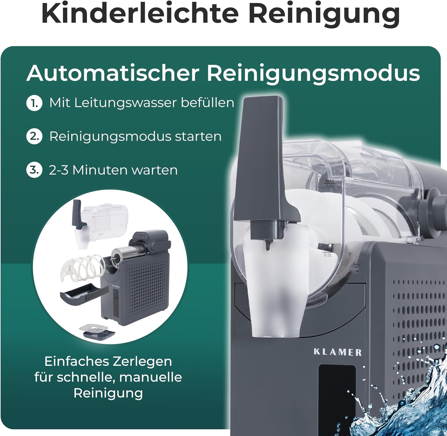 Thumbnail 6 de KLAMER Slush Maschine mit 5 smarten Programmen, 2L Fassungsvolumen & automatischer Reinigung