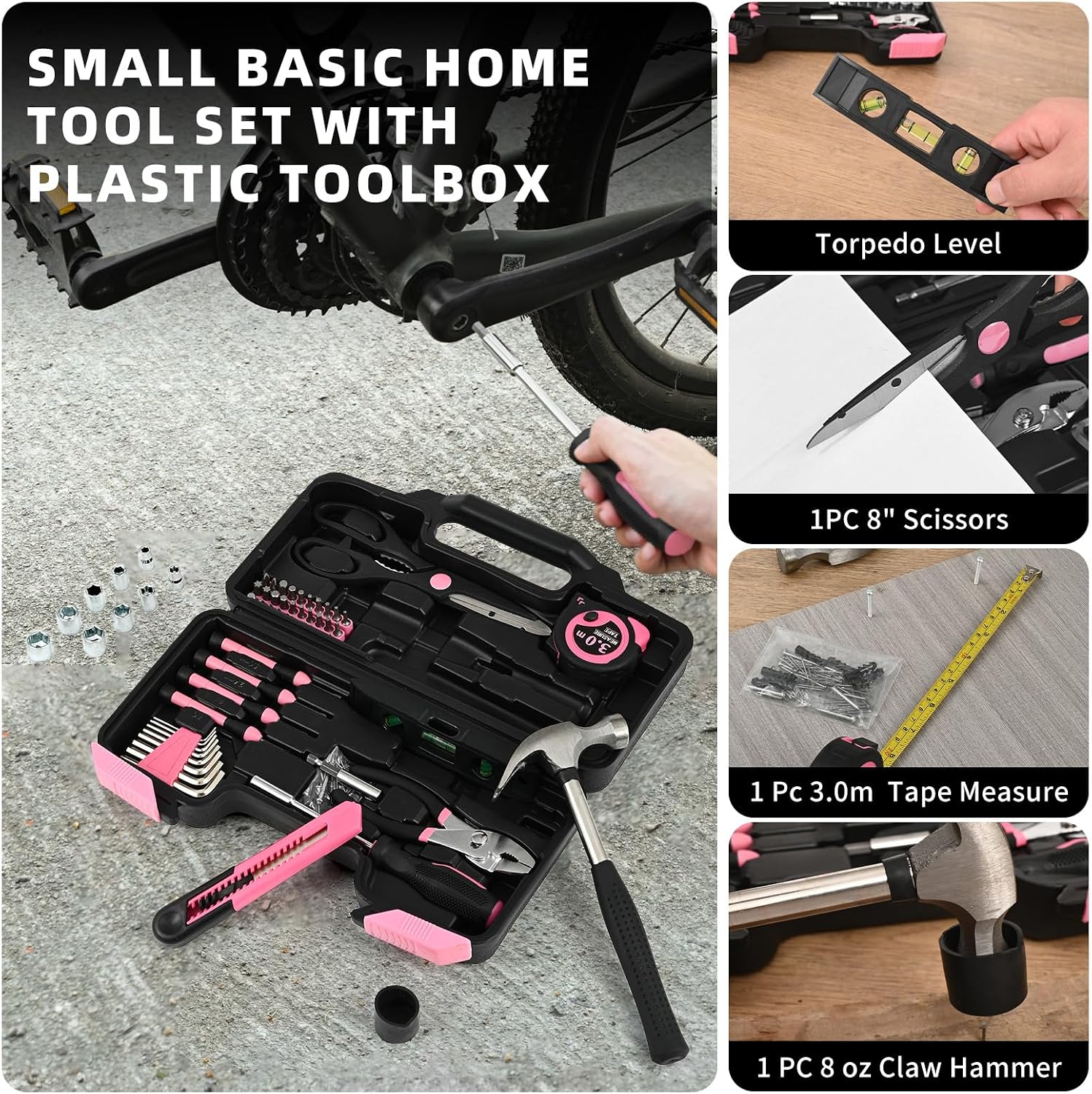 Thumbnail 4 de GETFOO GF144FN 144-Piece Household Tool Set with Pink Plastic Toolbox