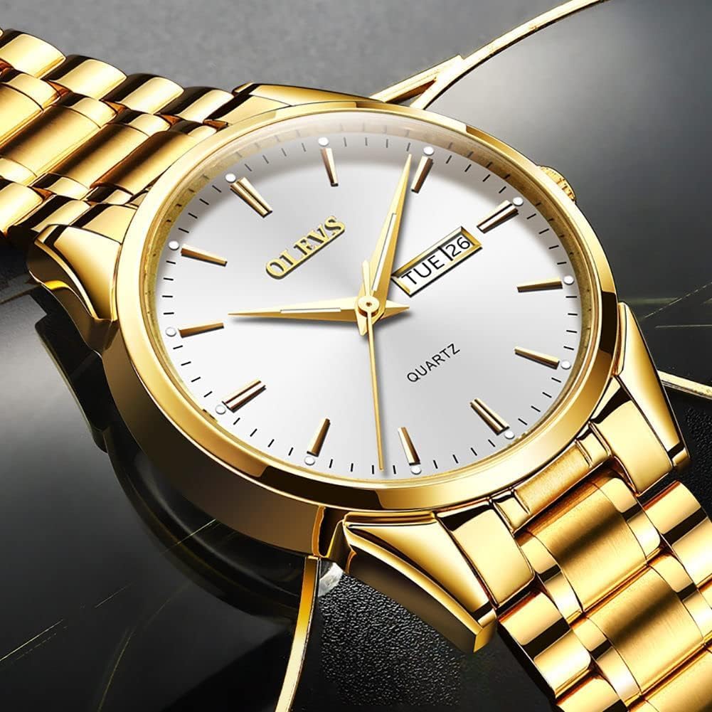 Thumbnail 2 de OLEVS Herrenuhr 40mm Gold Schwarz Edelstahl