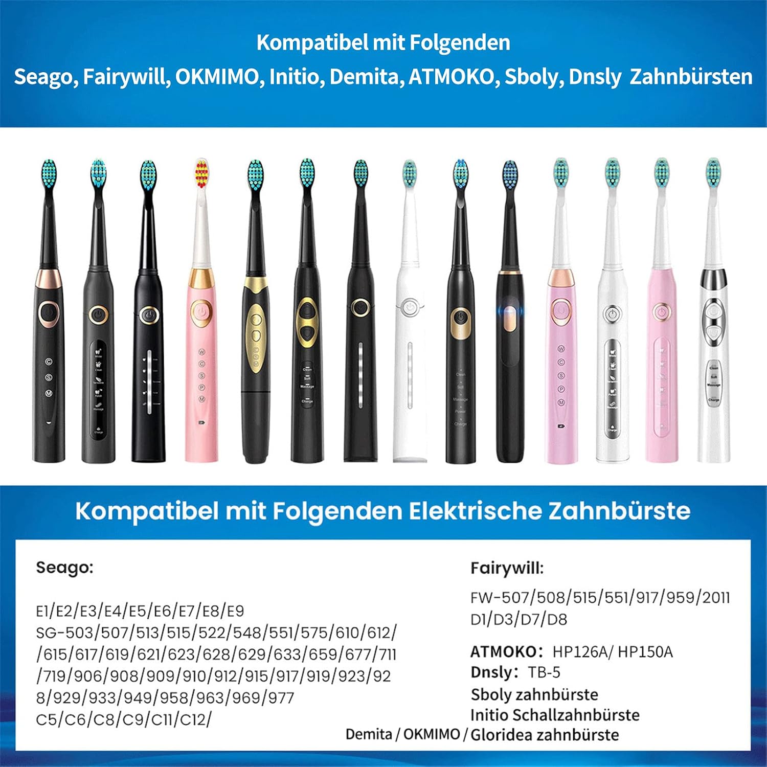 Detalle de Ersatzbürsten kompatibel mit Fairywill 10er Pack