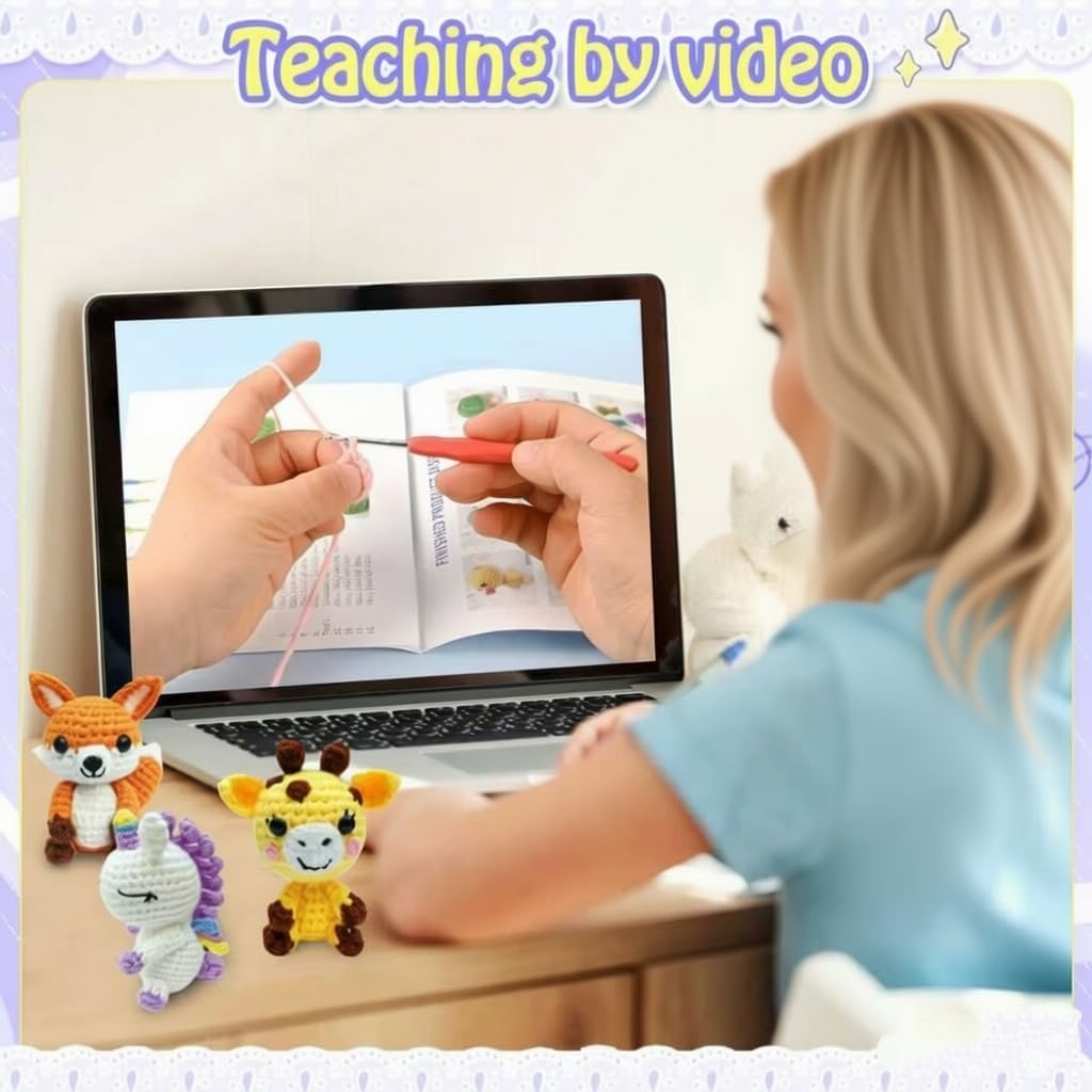 Thumbnail 1 de ZSDSZDZY 6Pcs Crochet Kit for Beginners: A Hands-On Path to Cute Animal Creations