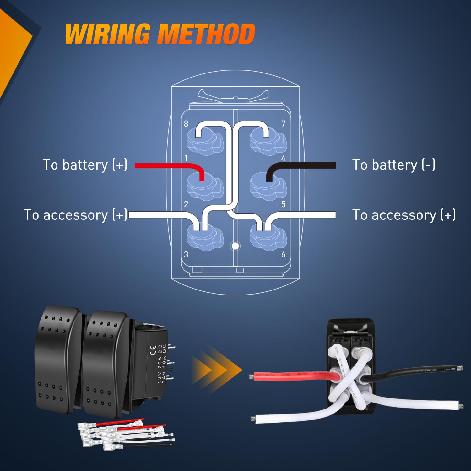 Detalle de Nilight 2-Pack 6-Pin Waterproof Momentary Rocker Switches (ON)-Off-(ON) DPDT