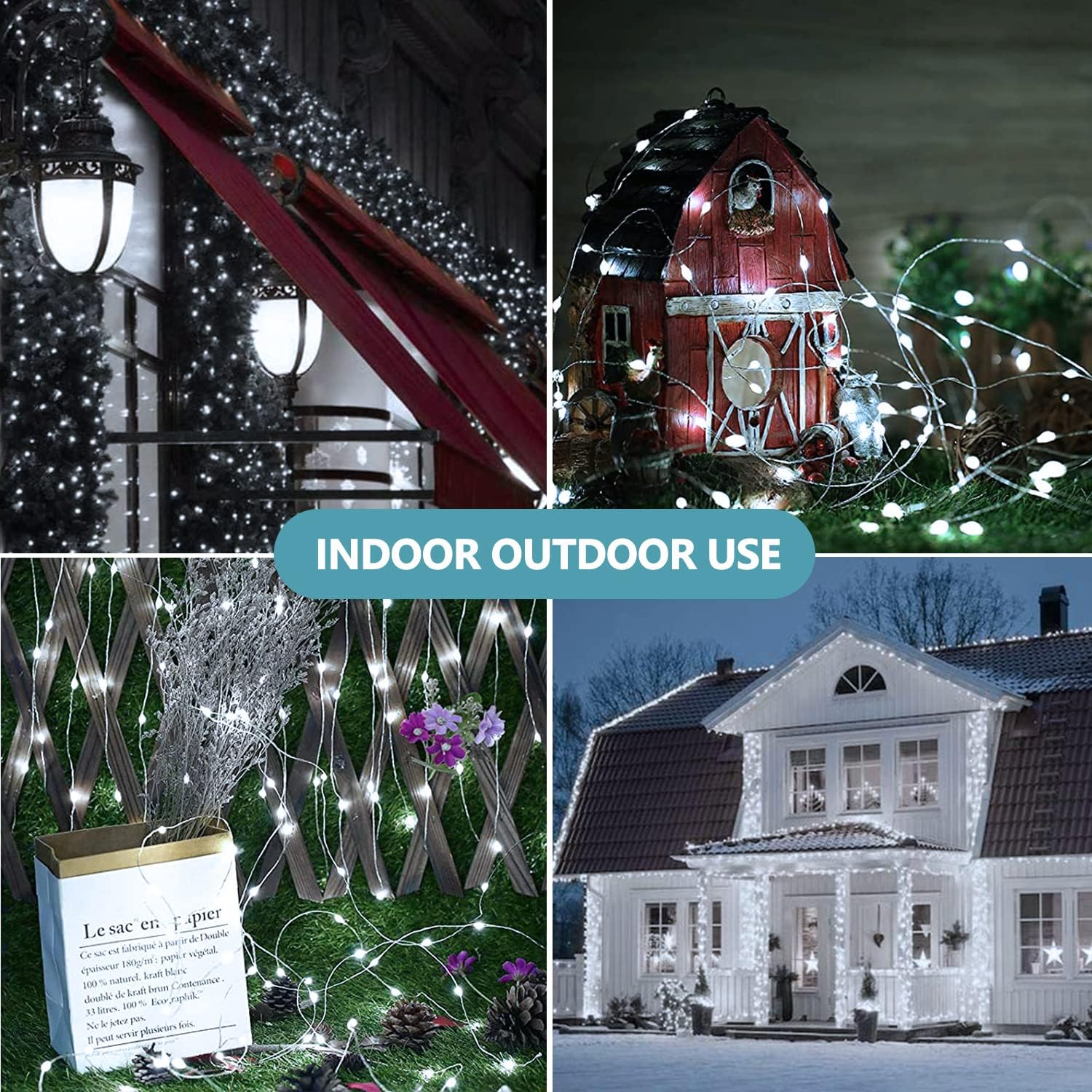 Thumbnail 6 de Lichterketten Batterie Timer – 5 m Micro-Drahtlichterkette mit 50 LED (IP65), kaltweiß, 4er-Set