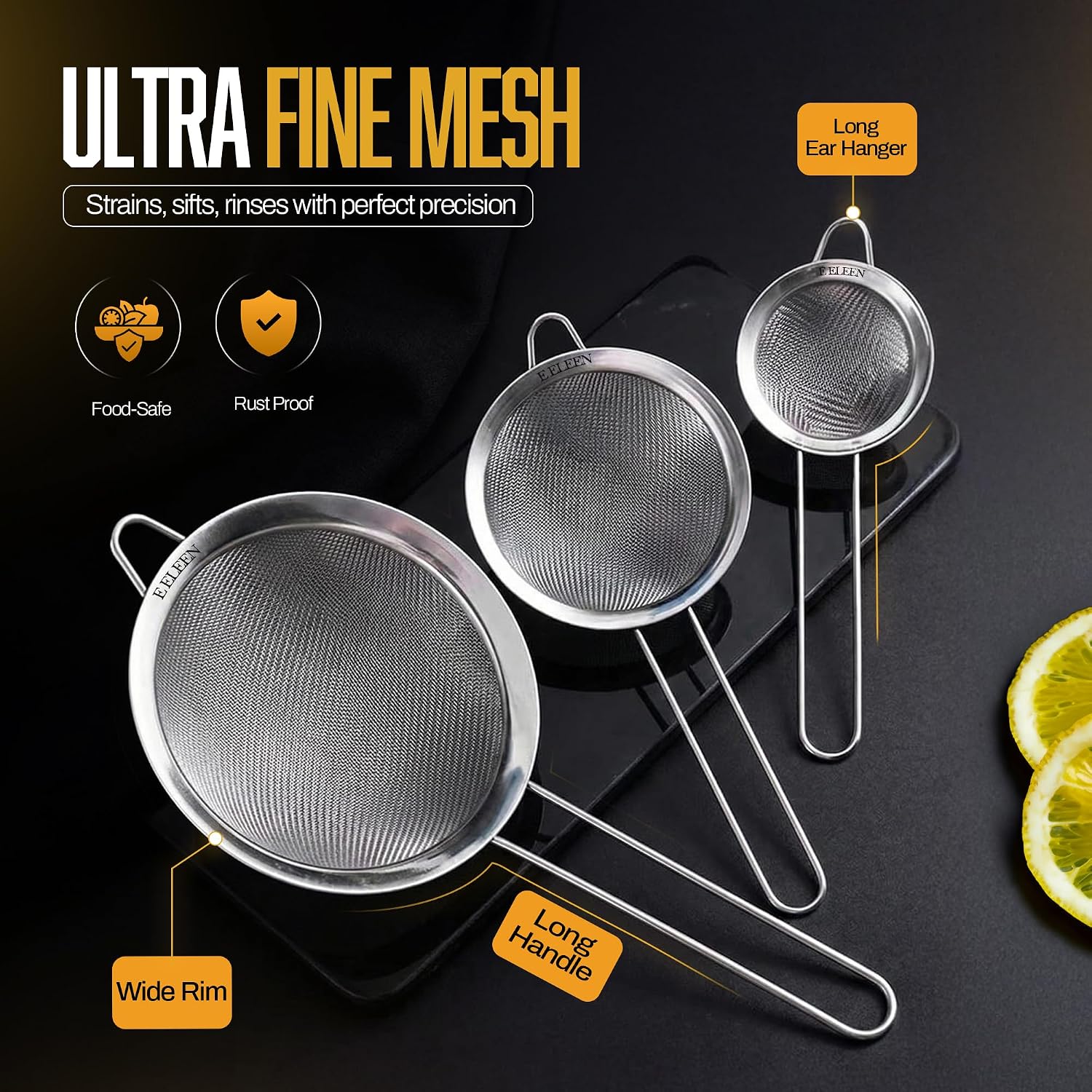 Thumbnail 1 de ELEEN Premium Stainless Steel Strainers 3-Piece Set