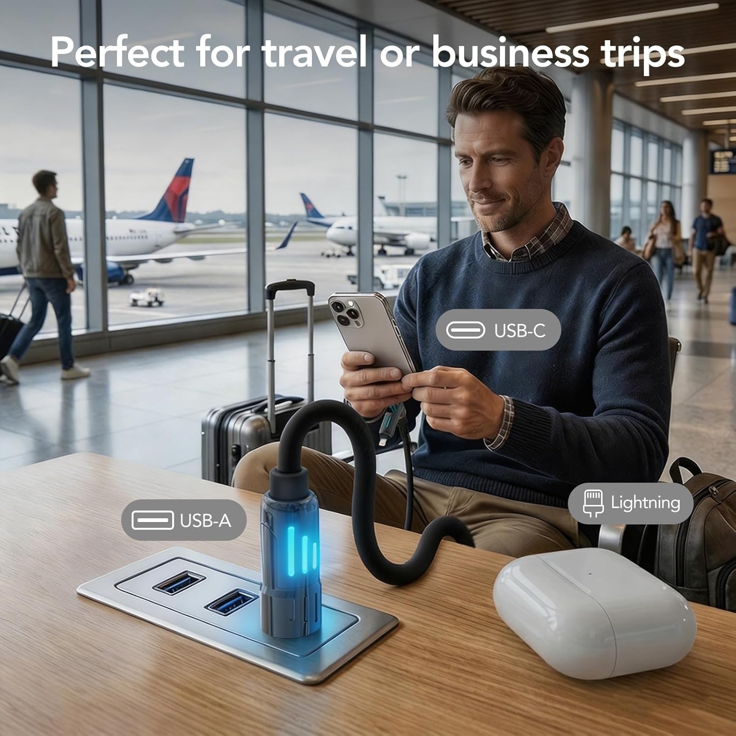 Thumbnail 4 de MFish 240W 4-in-1 USB-C to Lightning Charging Cable (6.6ft) with Carrying Case