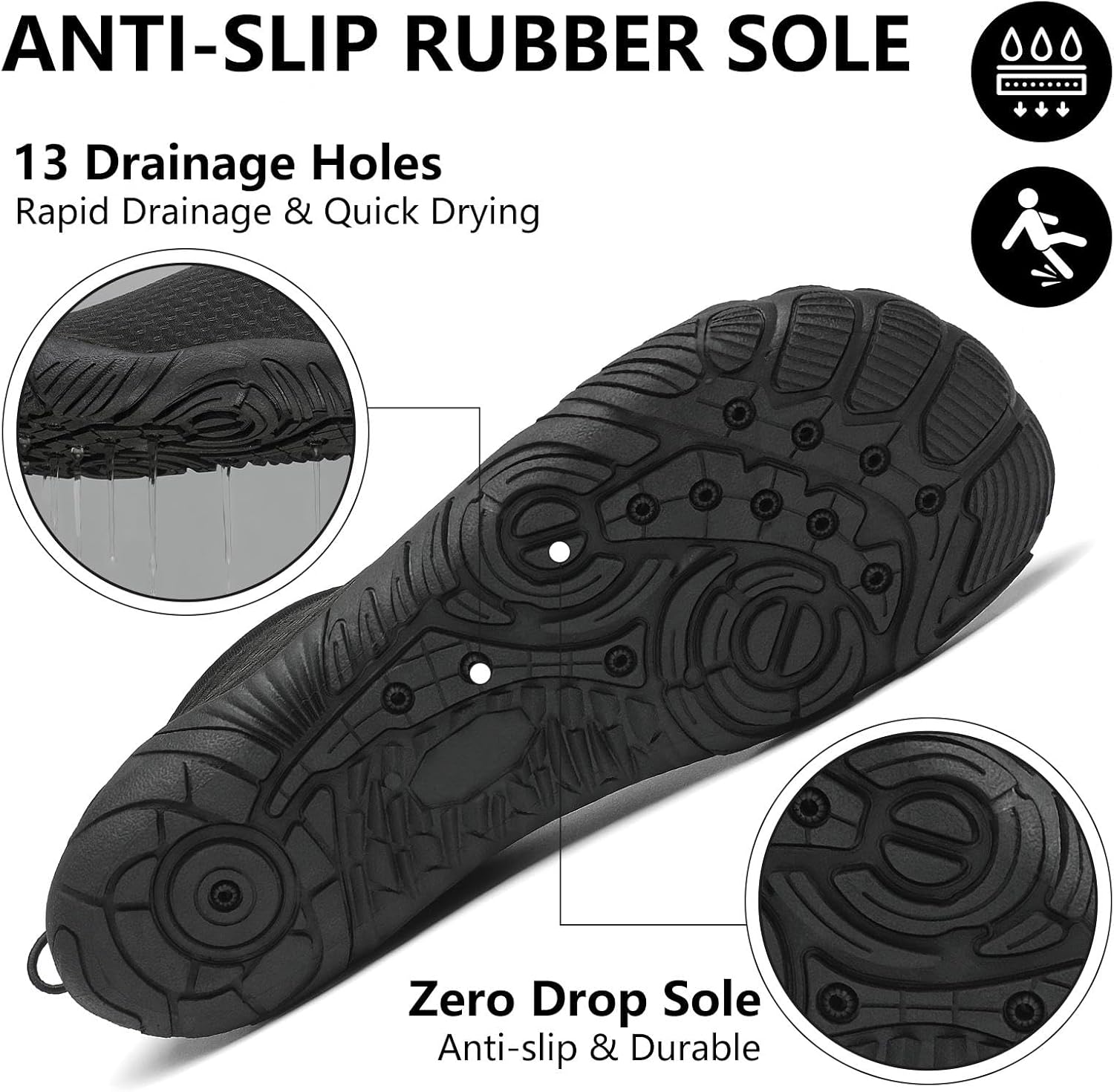 Detalle de Mishansha Water Swim Shoes with Wide Toe Box – Barefoot Feel for Men and Women (US Sizes 5.5–13.5 Women / 3–11.5 Men)