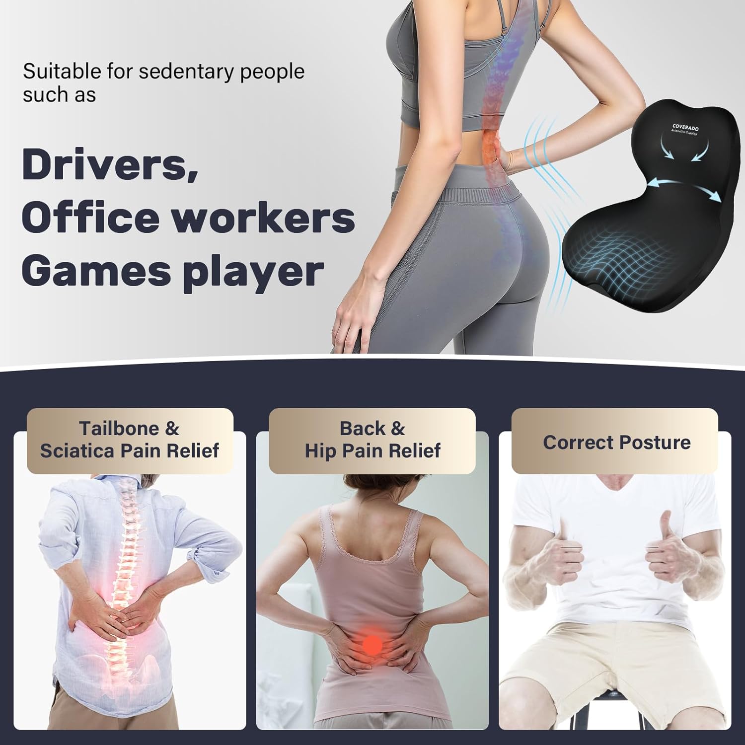 Thumbnail 6 de Coverado Car Seat Cushion and Lumbar Support Pillow One Piece