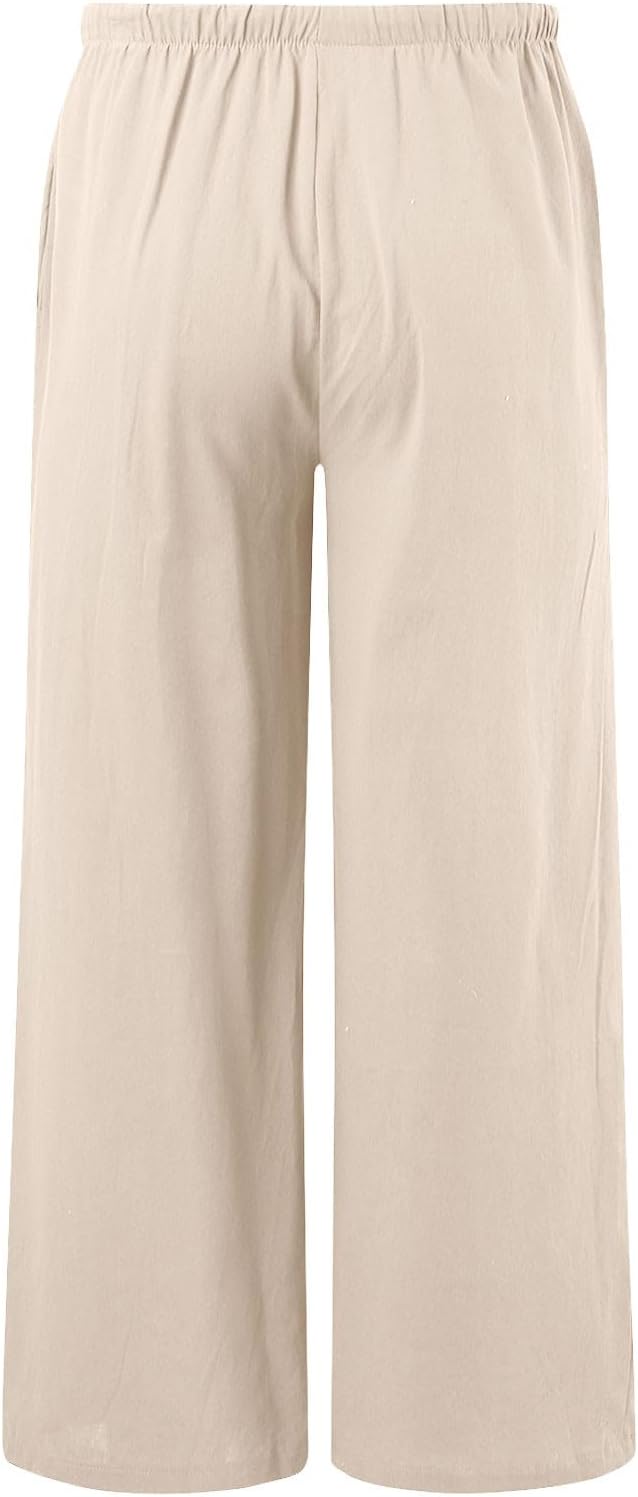 Thumbnail 3 de Damen Leinenhose Lang – leichte Palazzo-Hose aus Leinen-Baumwollmix mit Taschen, locker sitzend