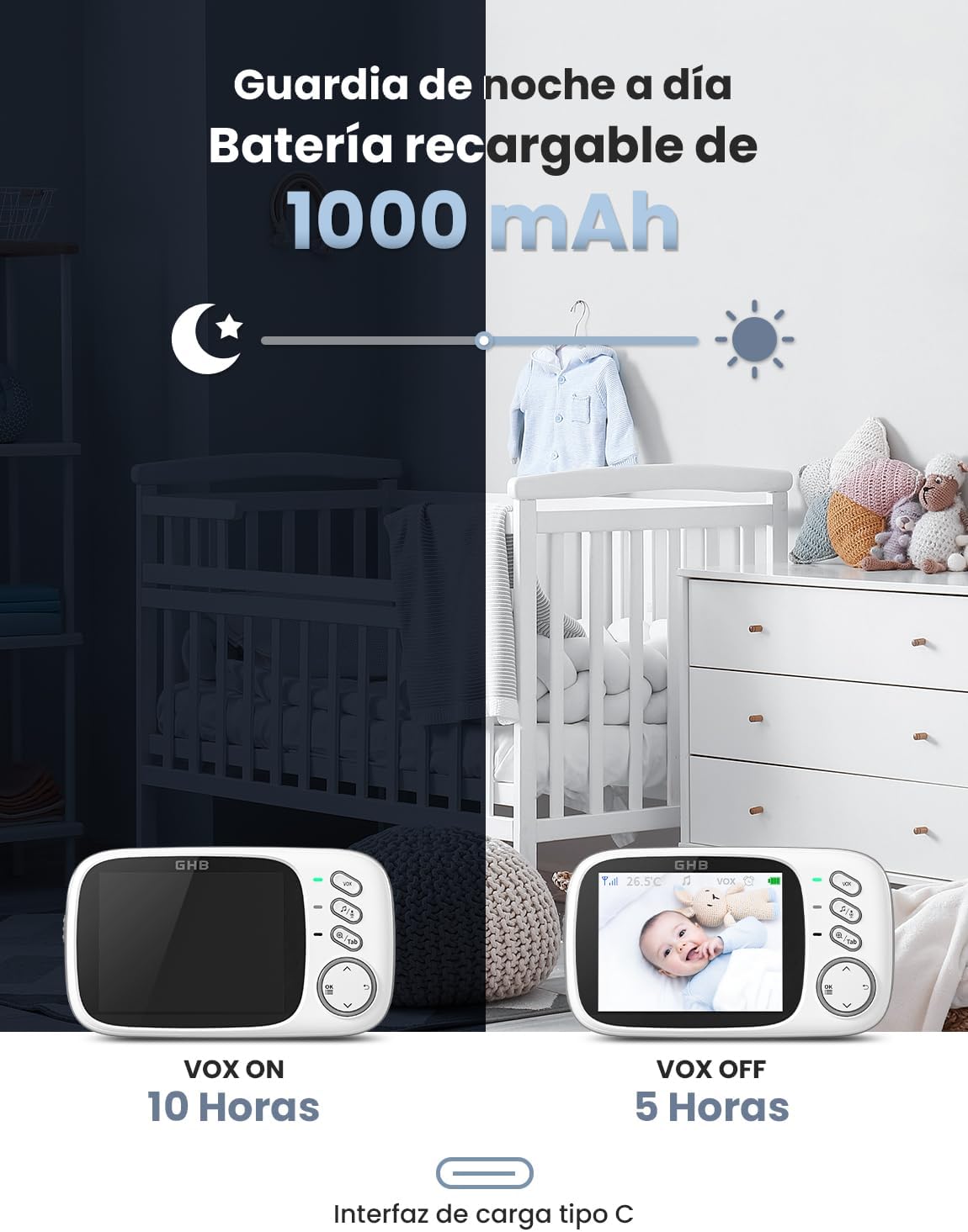Detalle de GHB Camara Vigilancia Bebe 3.2" 720HD
