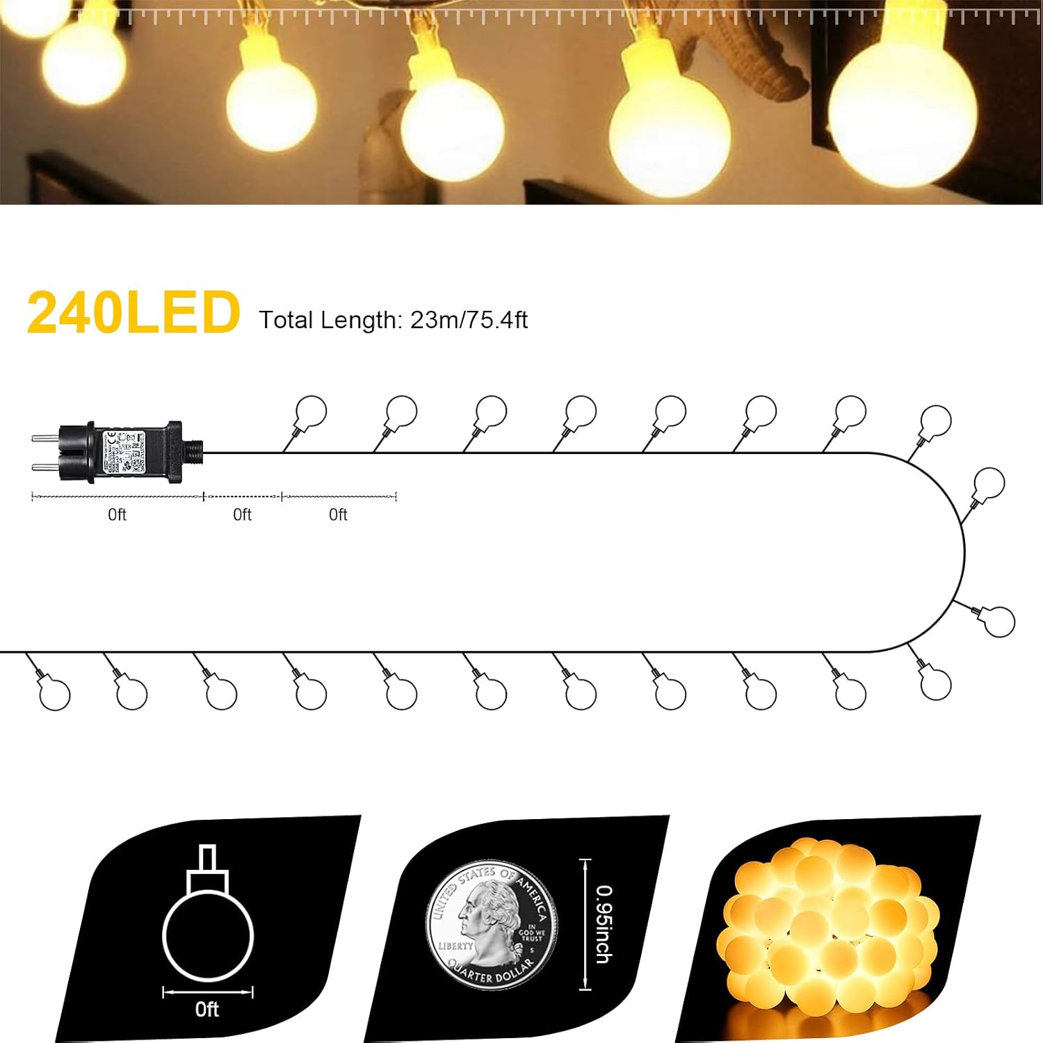 Detalle 2 de Liyade Catena luci 23 m 200 LED ⭐