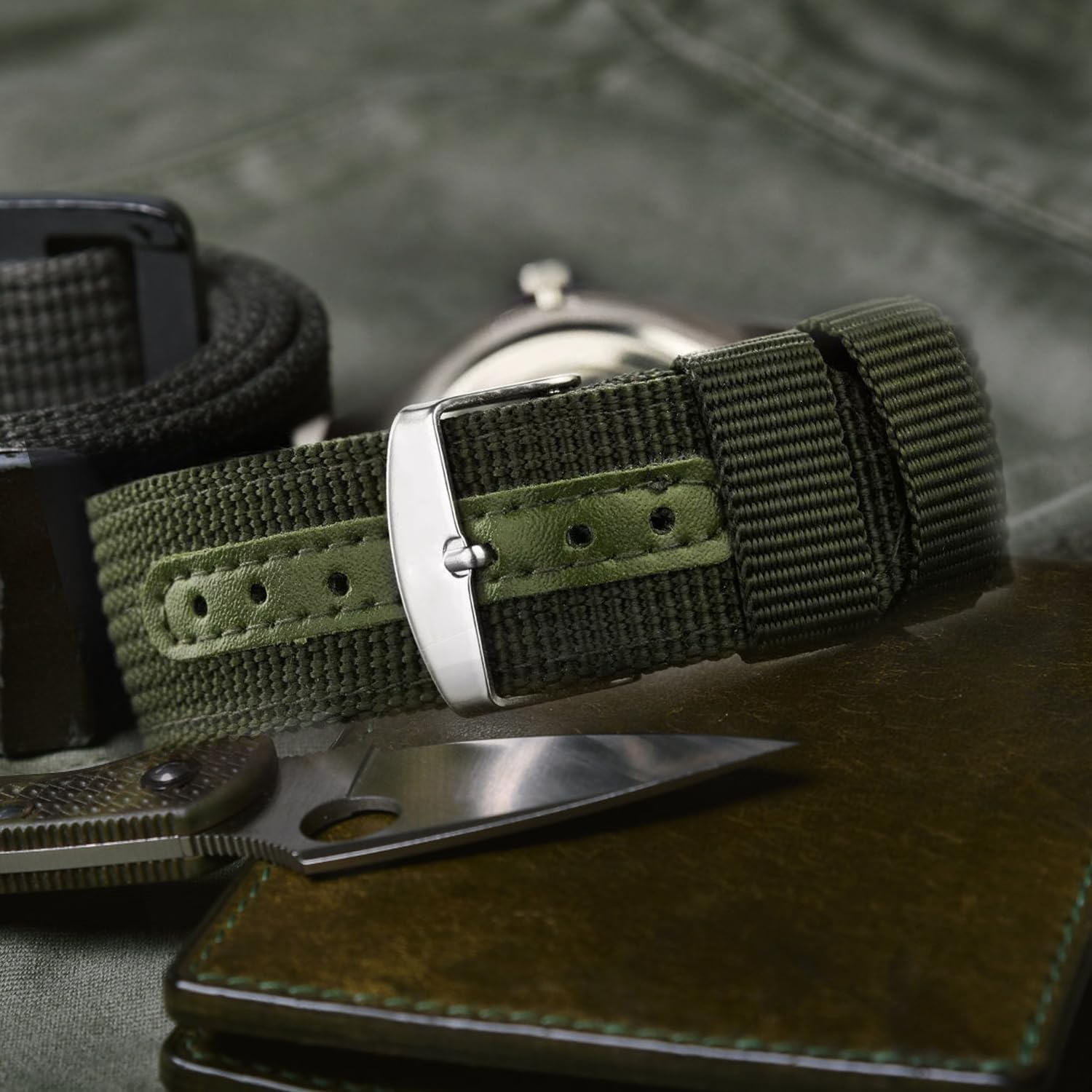 Thumbnail 4 de Tiong klassische Militär-Outdoor-Sportuhr für Herren mit Nylonarmband, Quarzwerk und Datumsanzeige (3ATM)