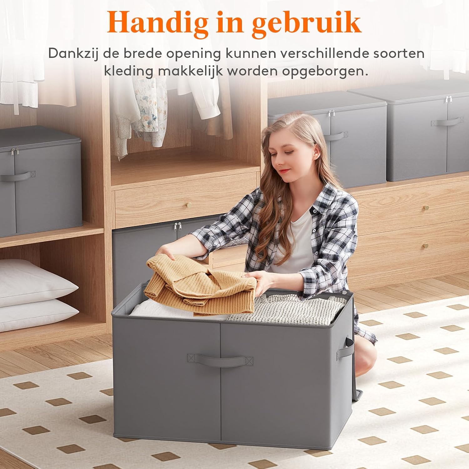 Thumbnail 3 de Lifewit 24300 stoffen opbergdozen, set van 6, 56 × 33 × 32 cm met rits