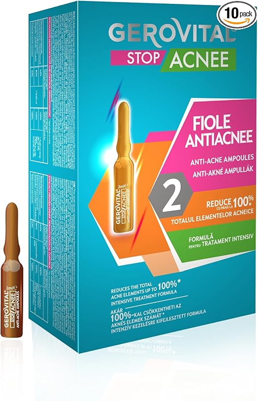 Detalle de Gerovital Stop Acnee: Serum Facial Anti Acné 10 ampollas 💧