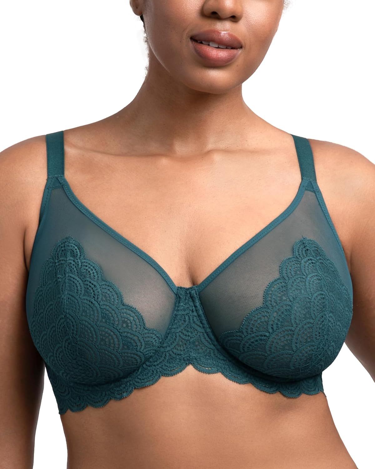 Thumbnail 6 de HSIA Minimizer Bras for Women Large Bust Full Coverage Lace Plus Size Bra - Mermaid Scales