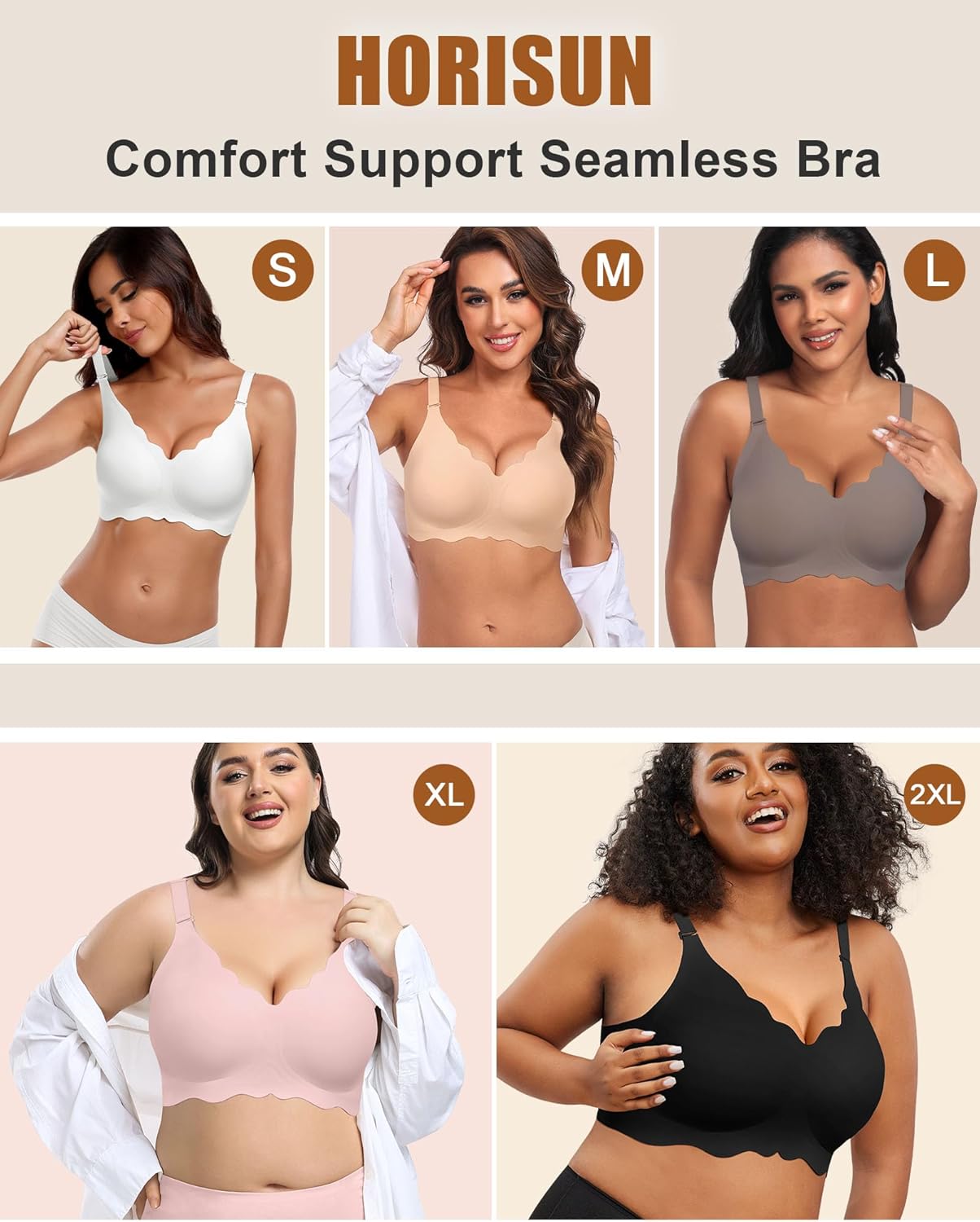 Detalle 1 de HORISUN non wired seamless bra for women