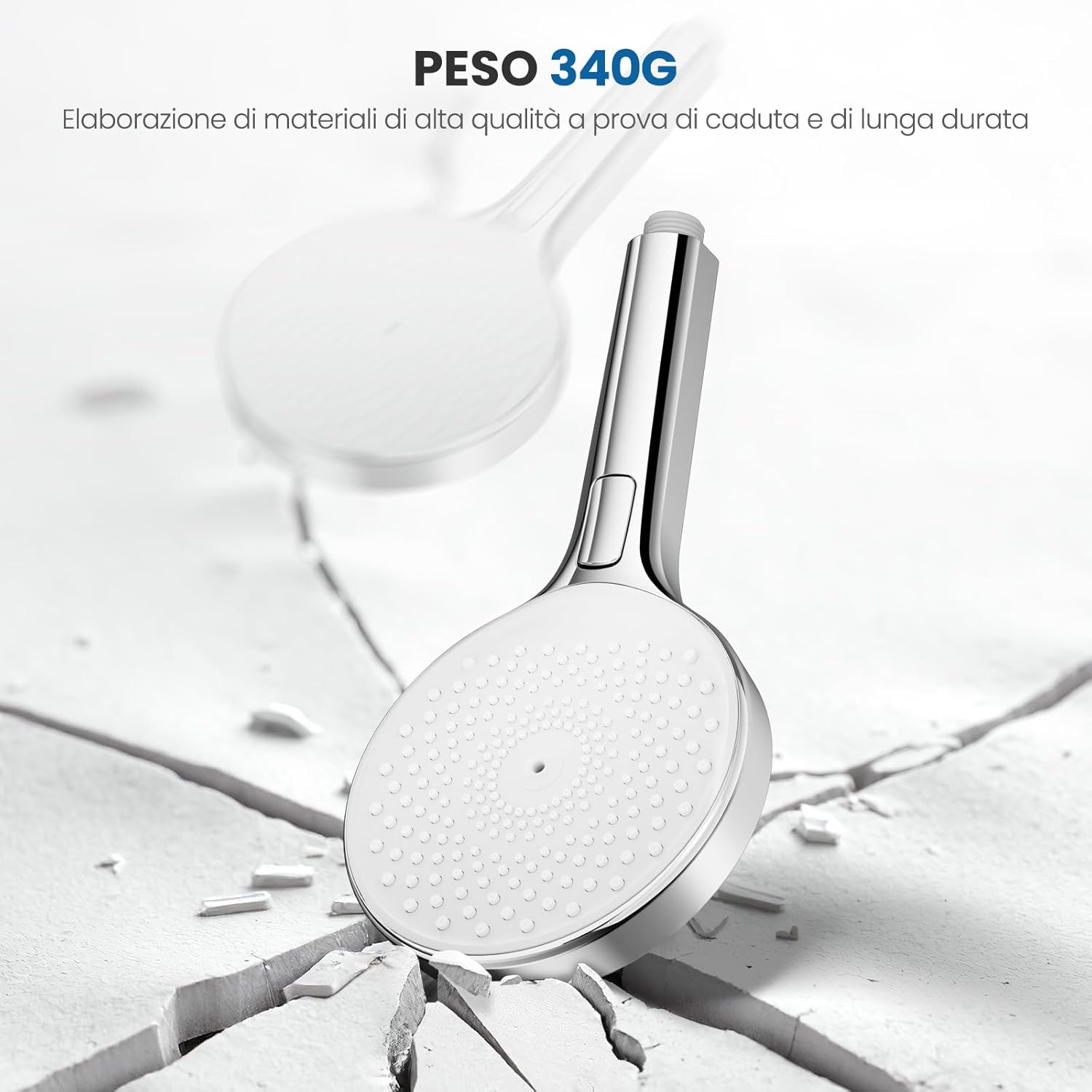 Thumbnail 4 de Auralum Soffione Doccia Anticalcare con Testa 140 mm: 4 Modalità, Alta Pressione e Risparmio Idrico