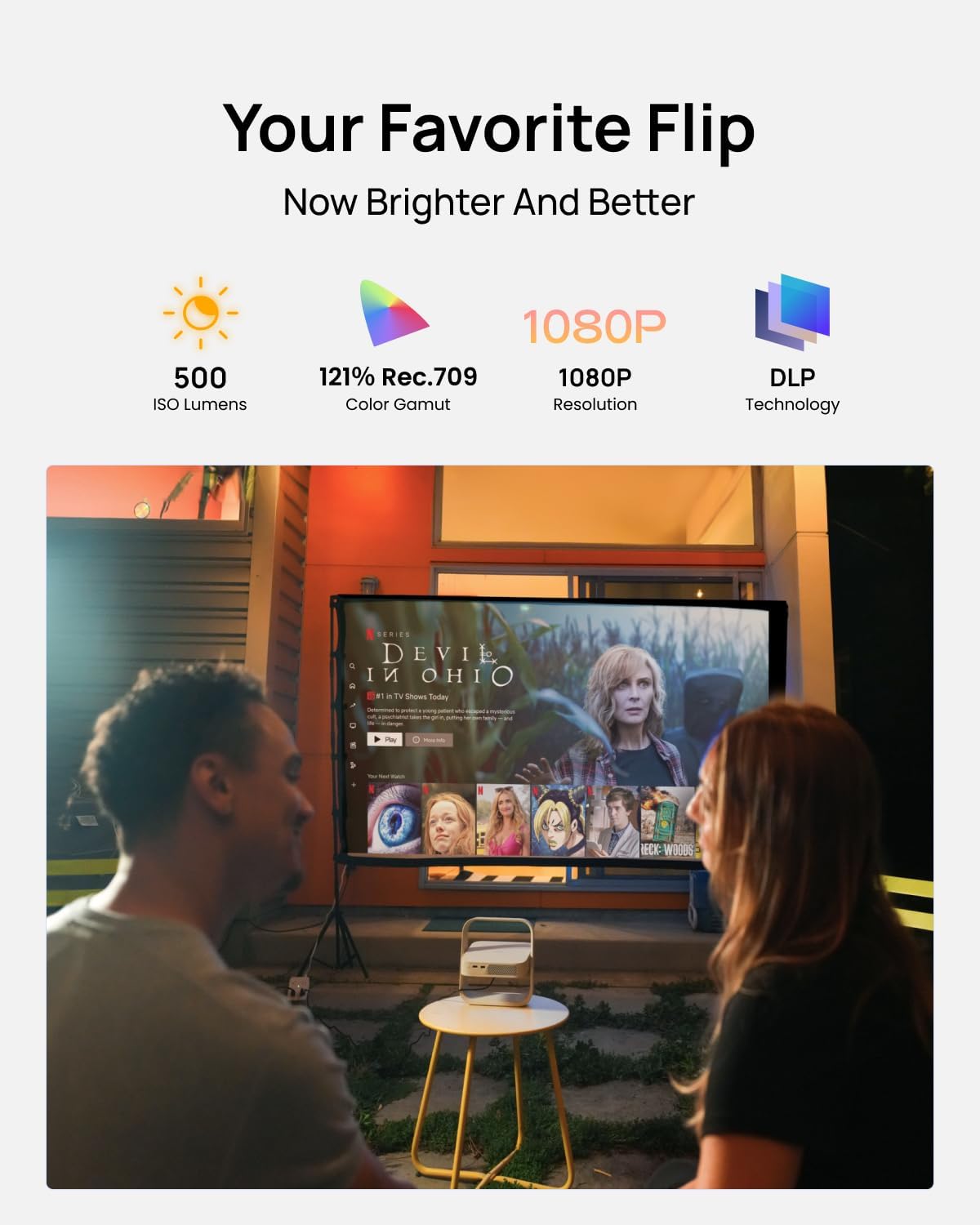 Thumbnail 2 de XGIMI Elfin Flip Plus Portable Projector with Google TV and Netflix (500 ISO lumens, 1080p)