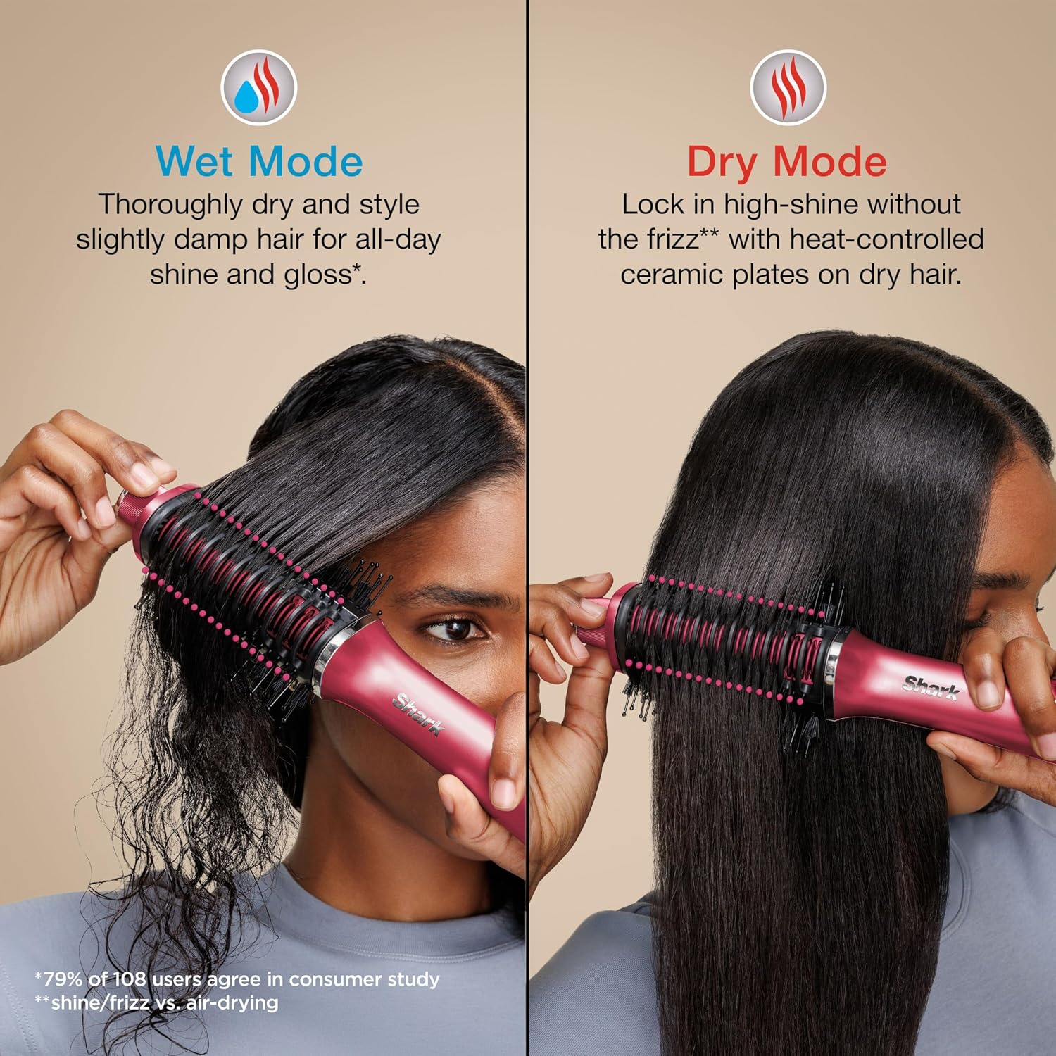 Detalle de Shark Glossi 2-in-1 Hot Tool and Air Glosser Raspberry – Salon‑Quality at Home